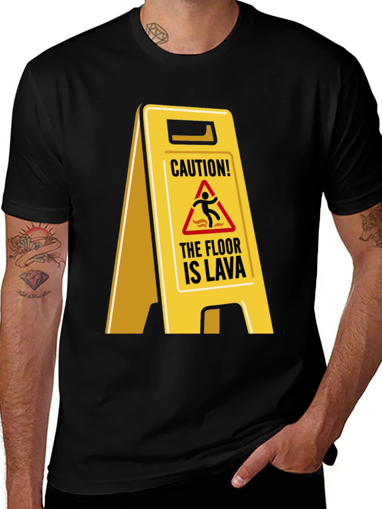 Black Caution! The Floor is Lava T-Shirt main image