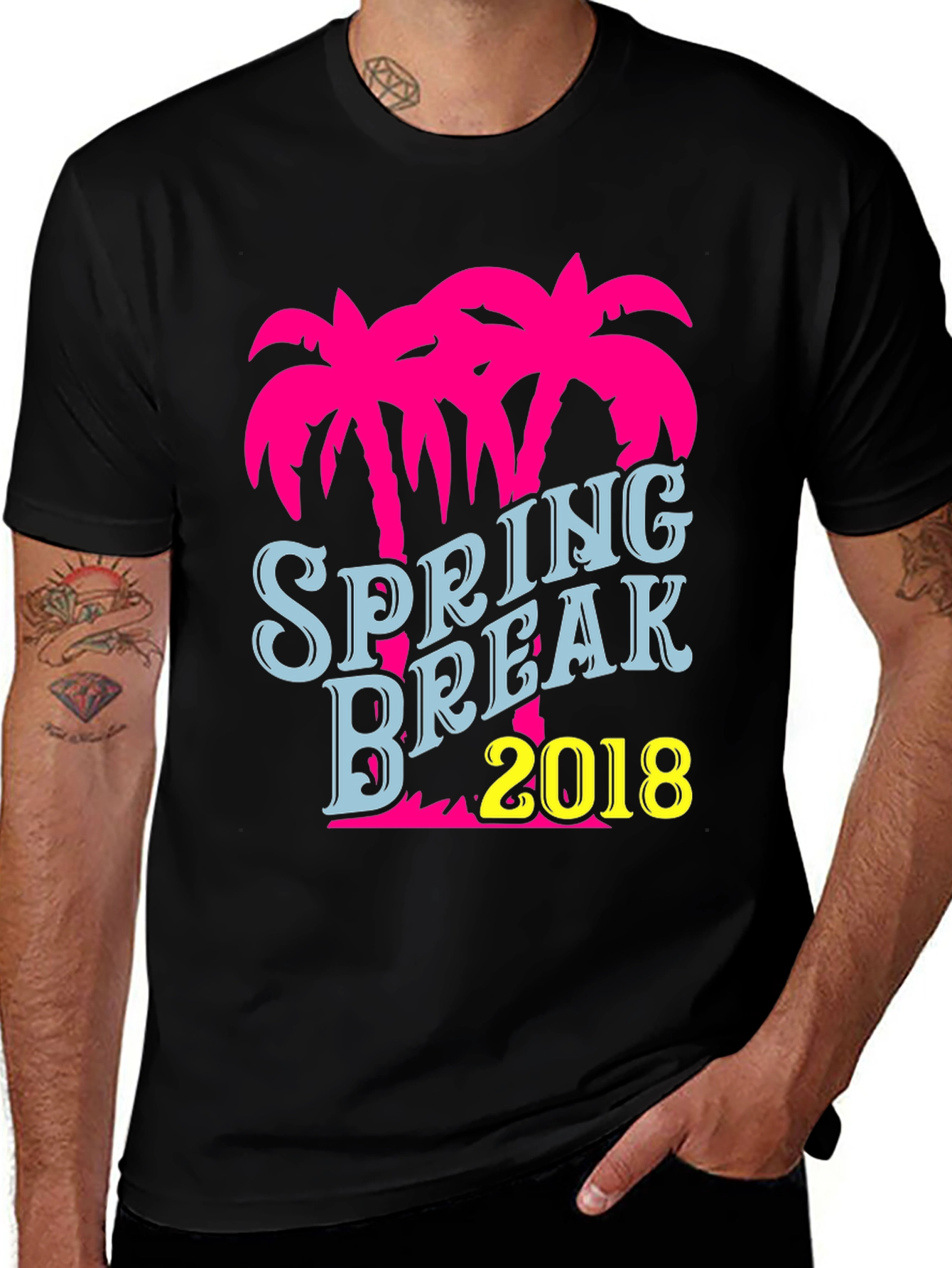 Spring Break 2018 Palm Tree Graphic T-Shirt