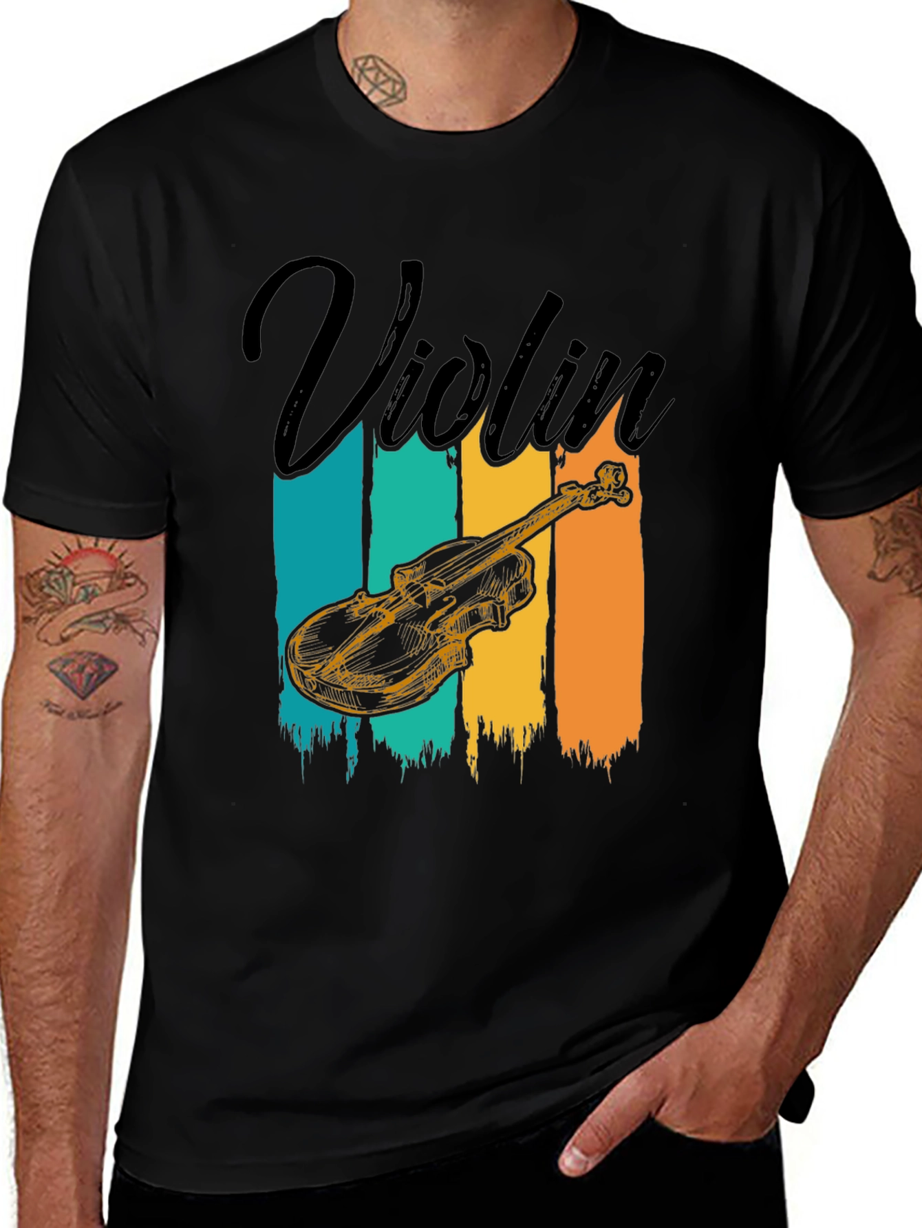 Variant 9 of Violin Graphic T-Shirt: Retro Music Lover Tee