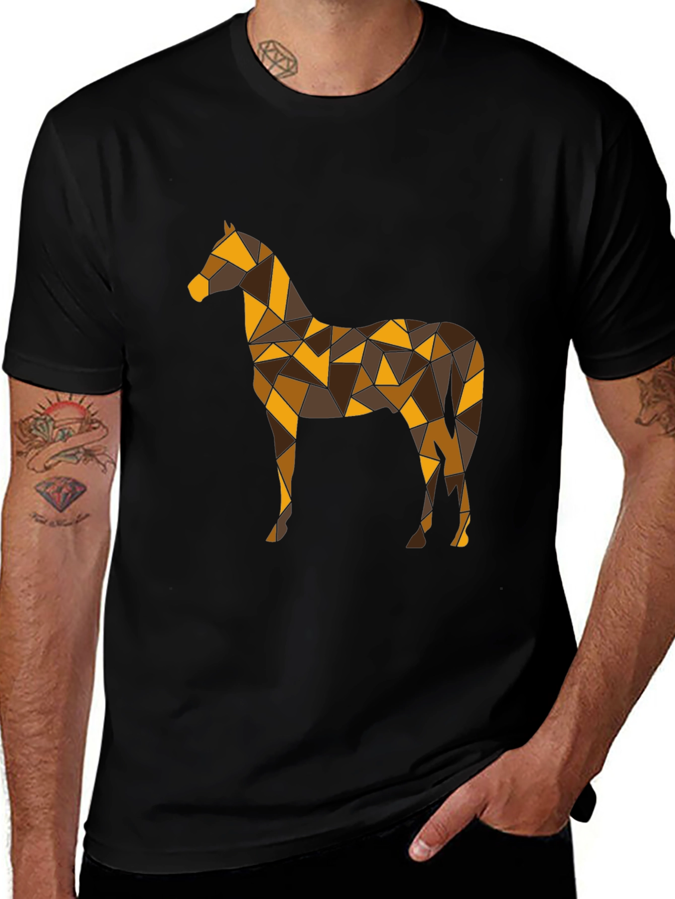 Variant 20 of Geometric Horse Graphic Tee - Black