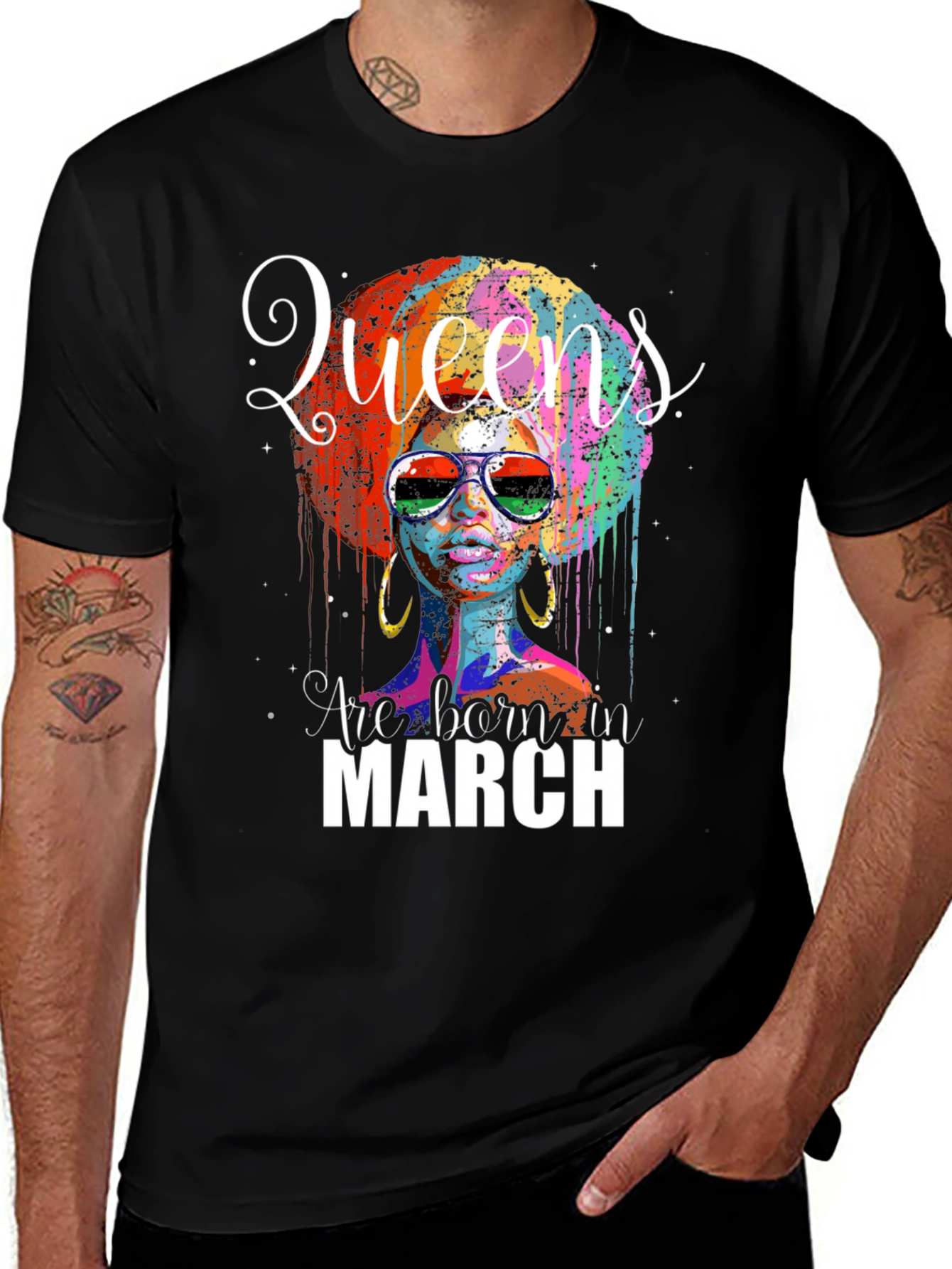 Variant 17 of Queens Are Born in March Black T-Shirt