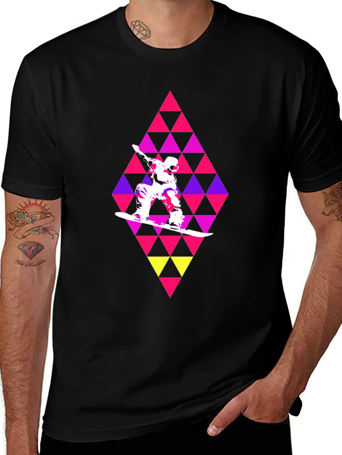 Variant 27 of Snowboarder Diamond Graphic T-Shirt - Black