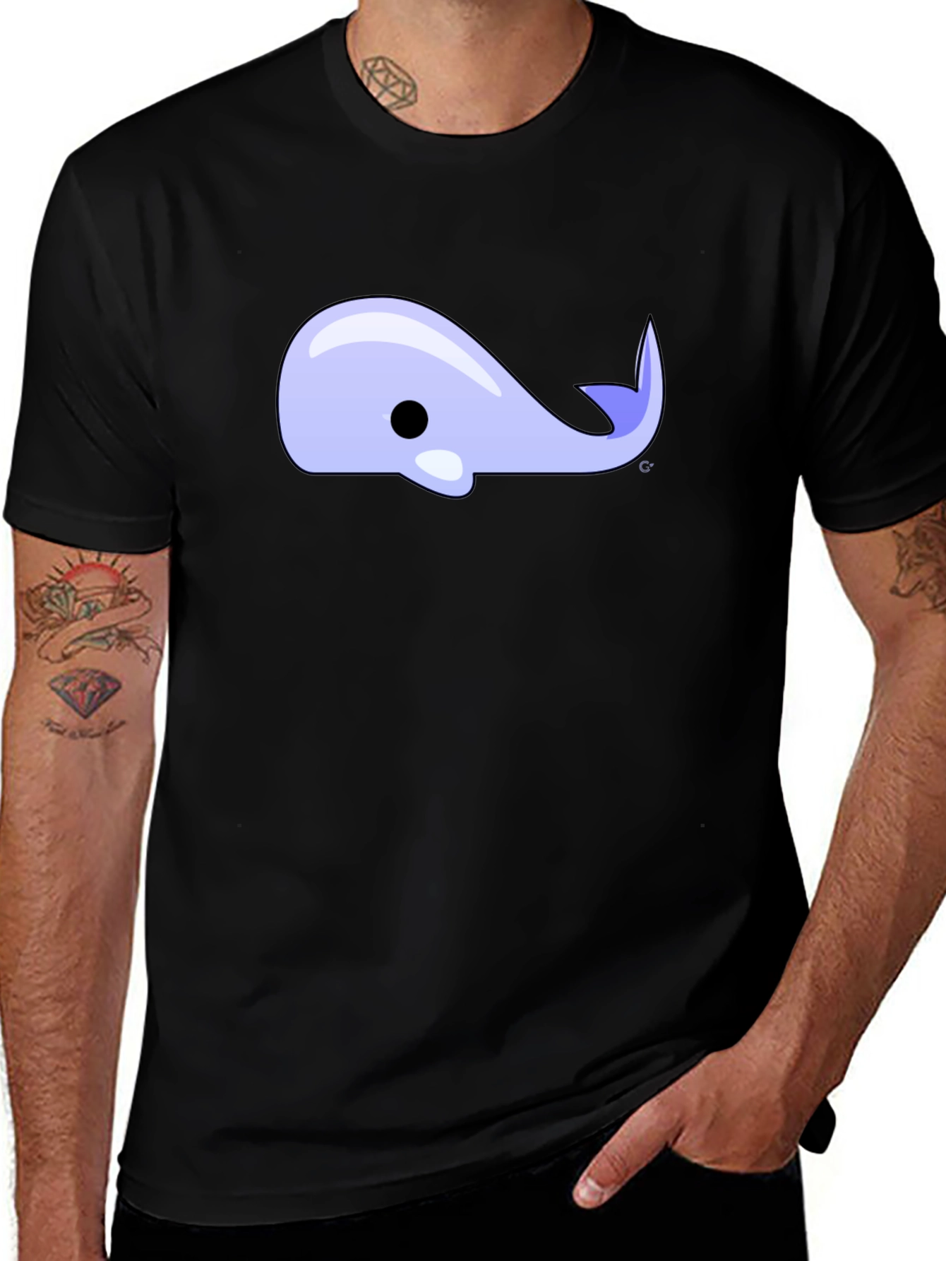 Variant 7 of Whale Graphic Print Tee - Soft Cotton Blend