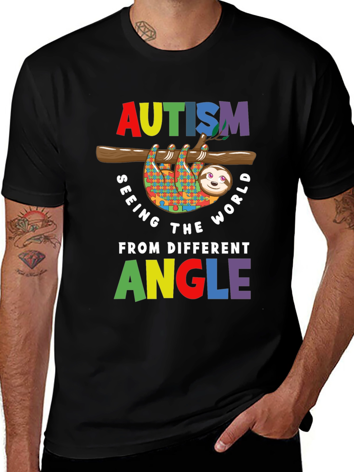 Variant 13 of Autism Awareness Sloth T-Shirt - Seeing the World Differently