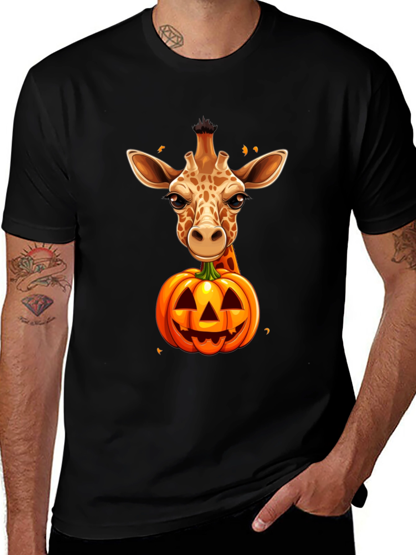 Halloween Giraffe Pumpkin Graphic Tee