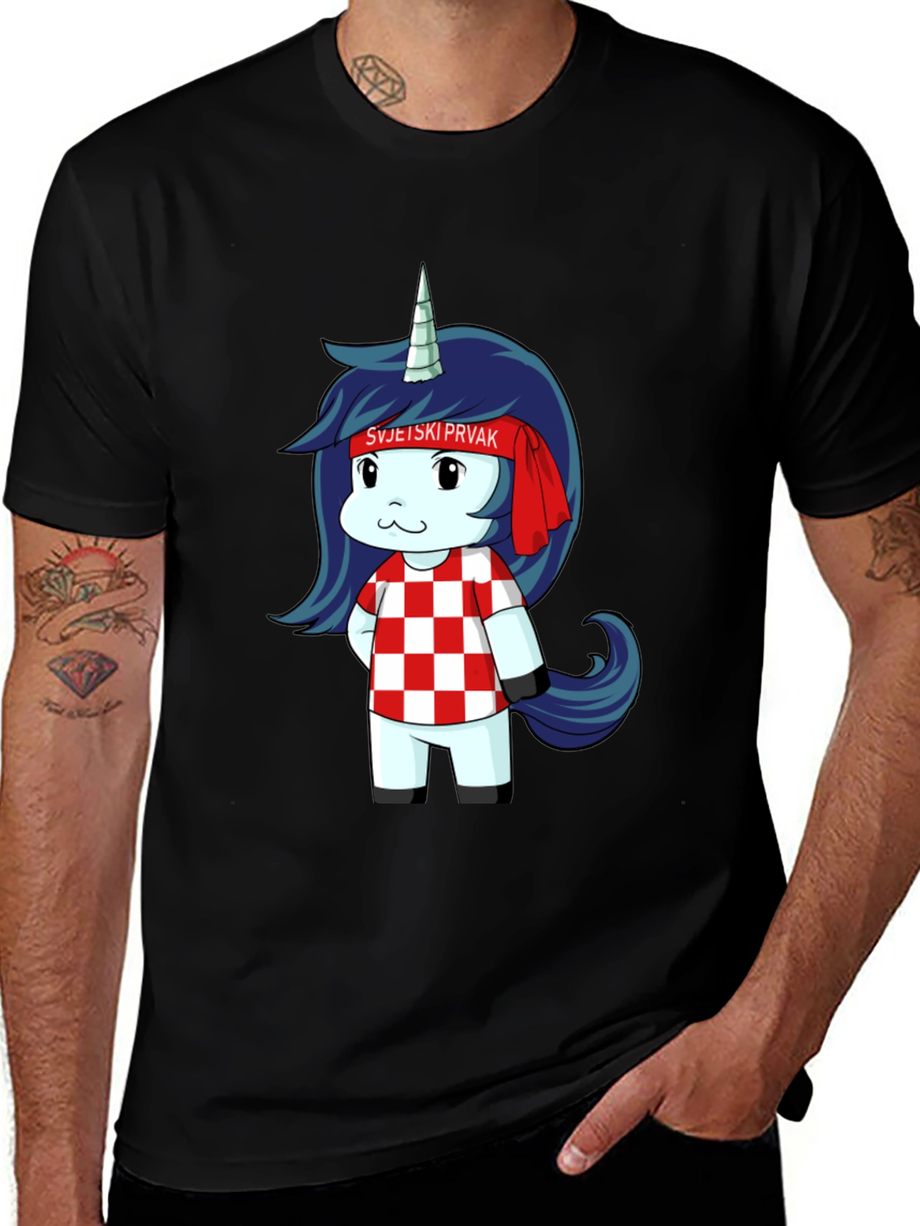 Unicorn Croatian Checkered T-Shirt - World Champion