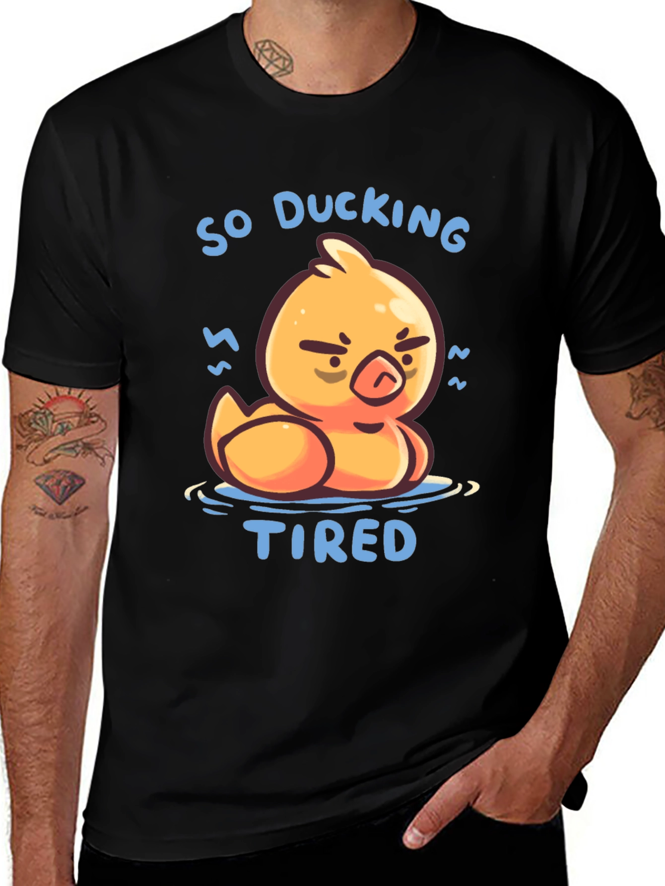 Variant 14 of So Ducking Tired T-Shirt - Funny Cartoon Duck Tee
