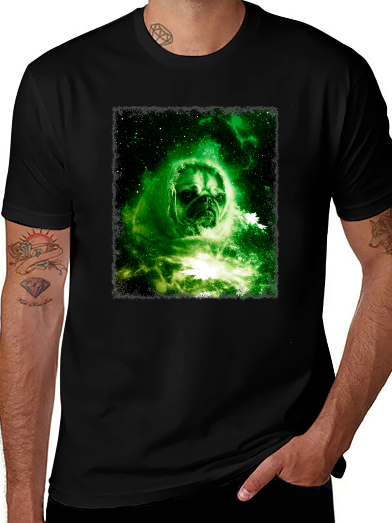 Variant 10 of Nebula Pug Graphic Tee - Black Cotton T-Shirt