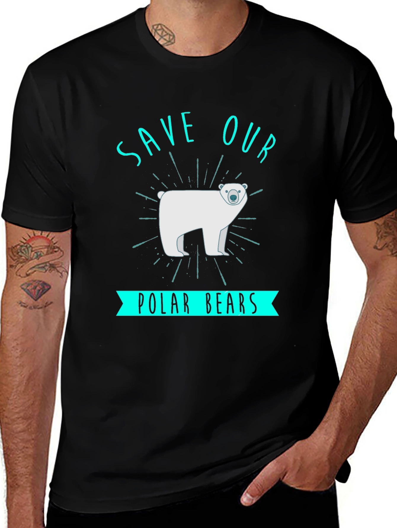 Black Save Our Polar Bears Graphic Tee - Black main image