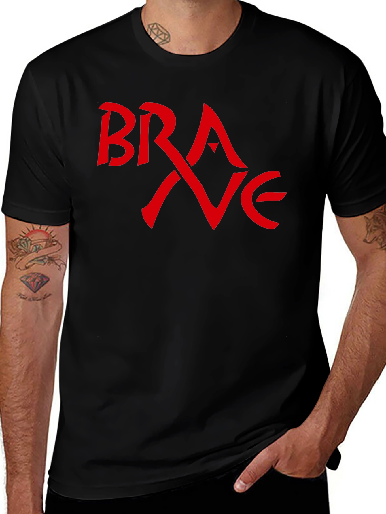 Variant 19 of Brave T-Shirt - Black with Bold Red Lettering