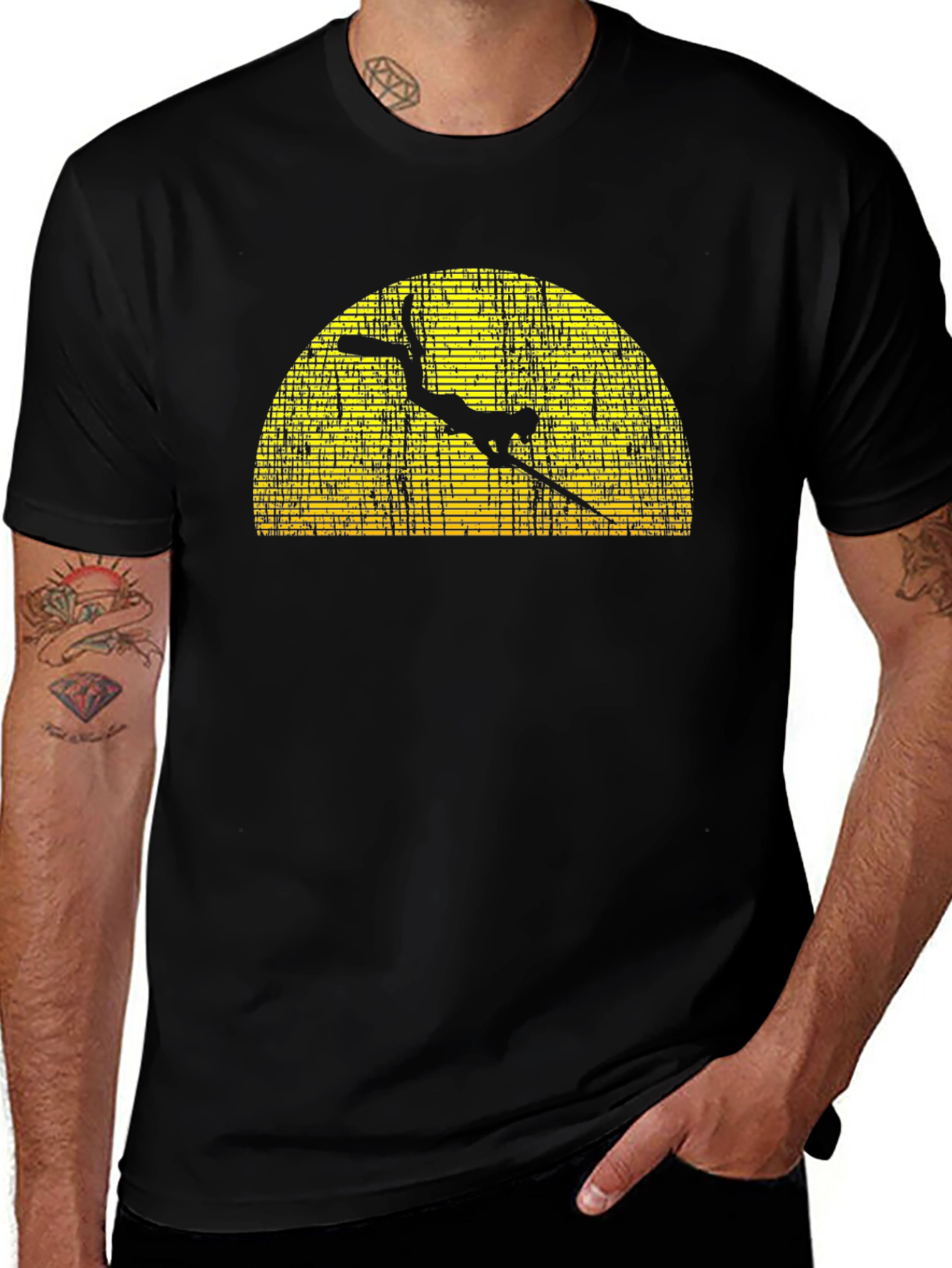 Variant 19 of Spearfishing Silhouette Black Tee