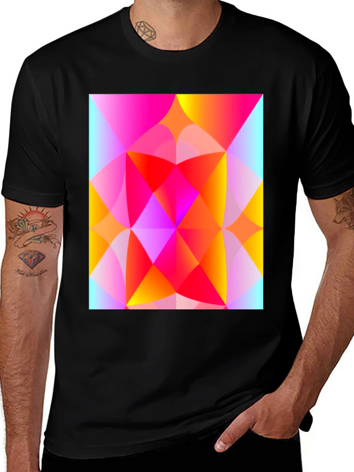 Variant 4 of Geometric Art T-Shirt - Vibrant Triangle Design