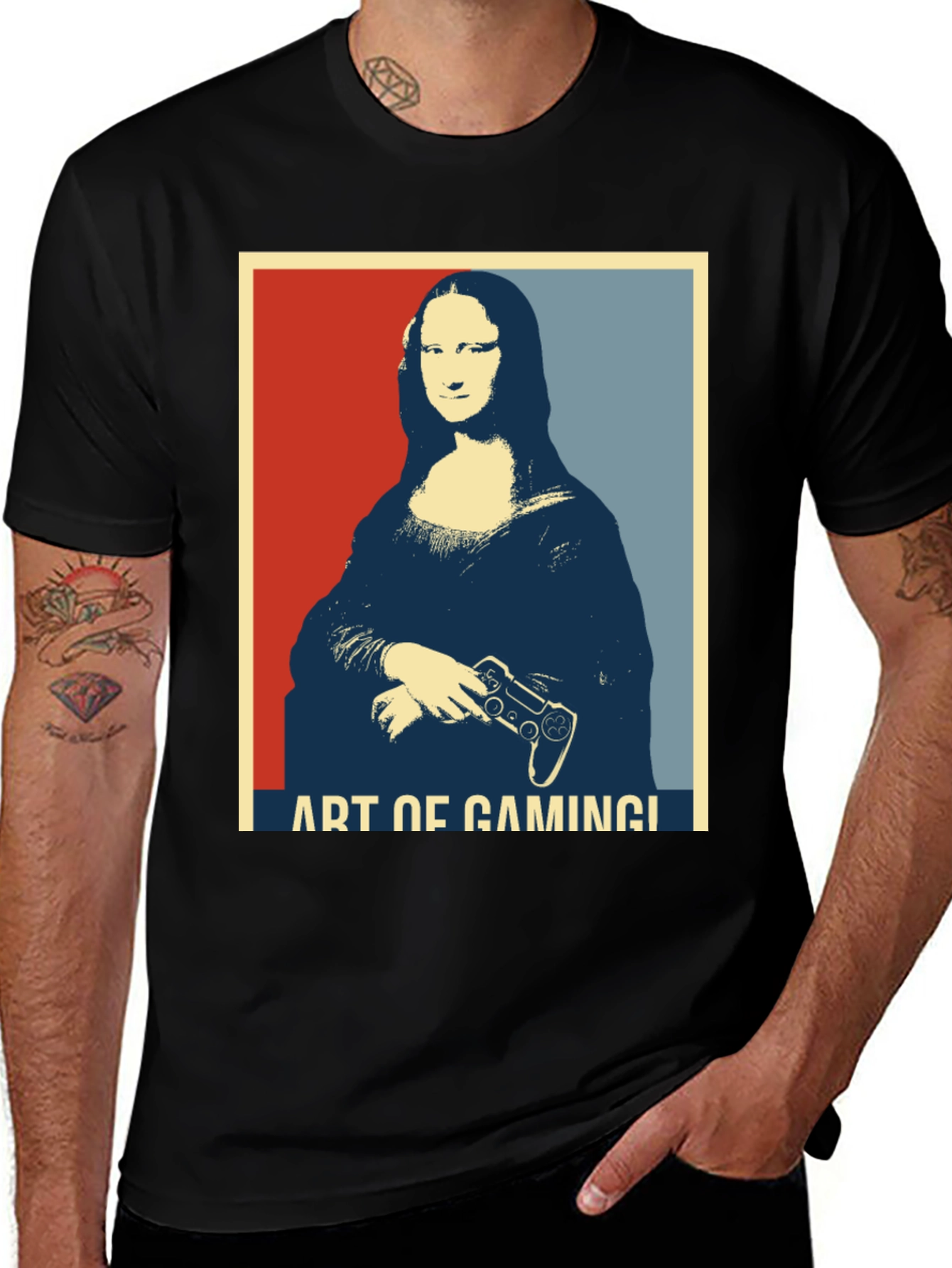 Variant 30 of Art of Gaming Mona Lisa Black T-Shirt