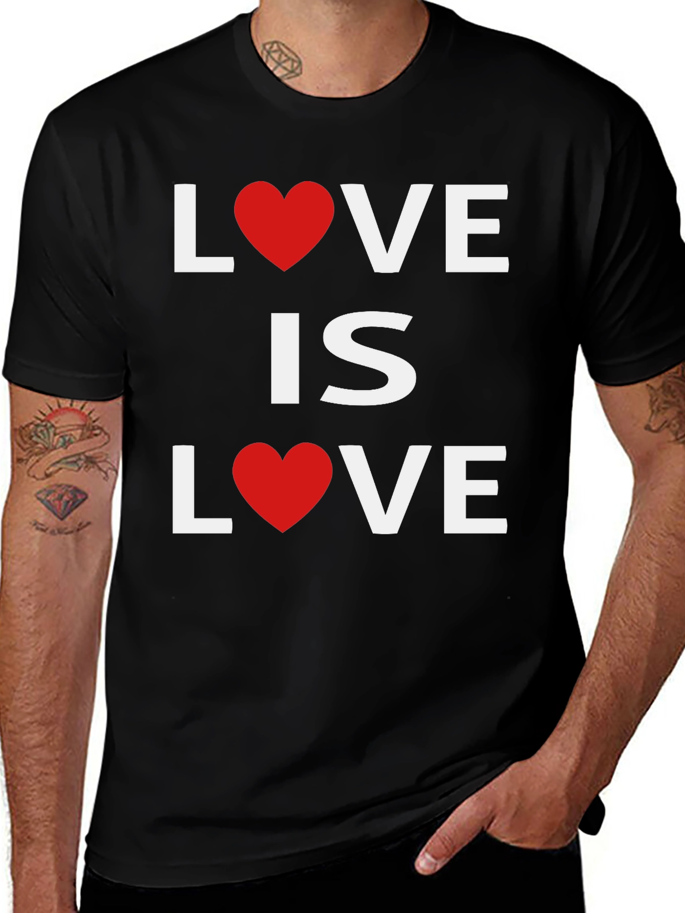 Love Is Love Graphic Tee - Black Cotton T-Shirt