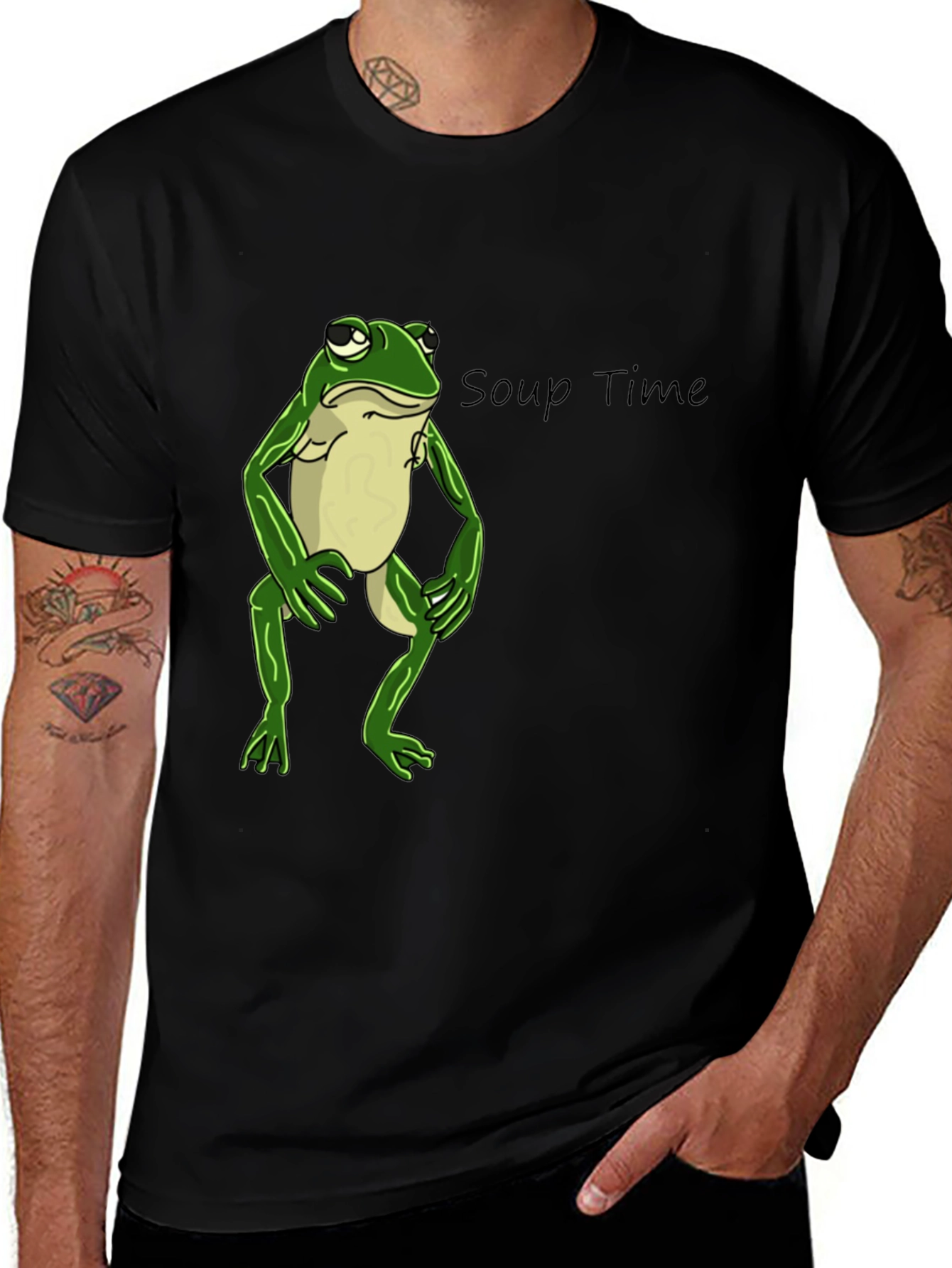 Variant 28 of Soup Time Frog Graphic T-Shirt - Black