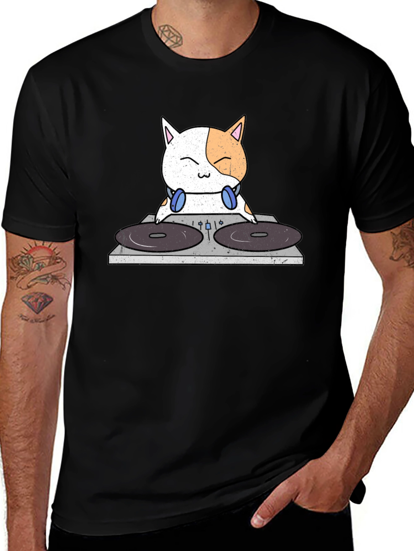 Variant 22 of DJ Cat Graphic T-Shirt - Cool Animal Tee