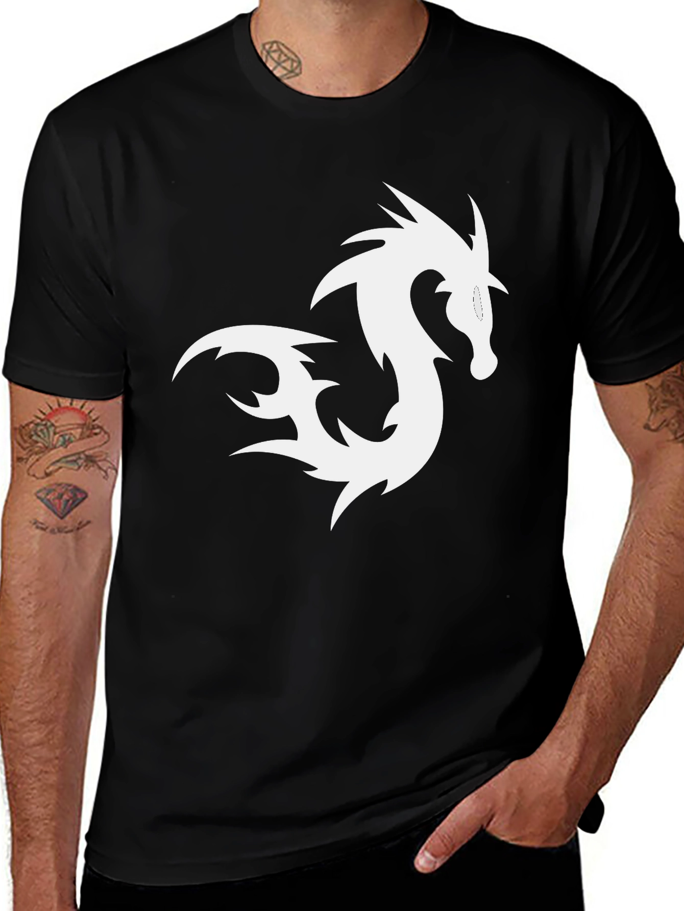 Variant 7 of Dragon Graphic Tee - Black Cotton T-Shirt