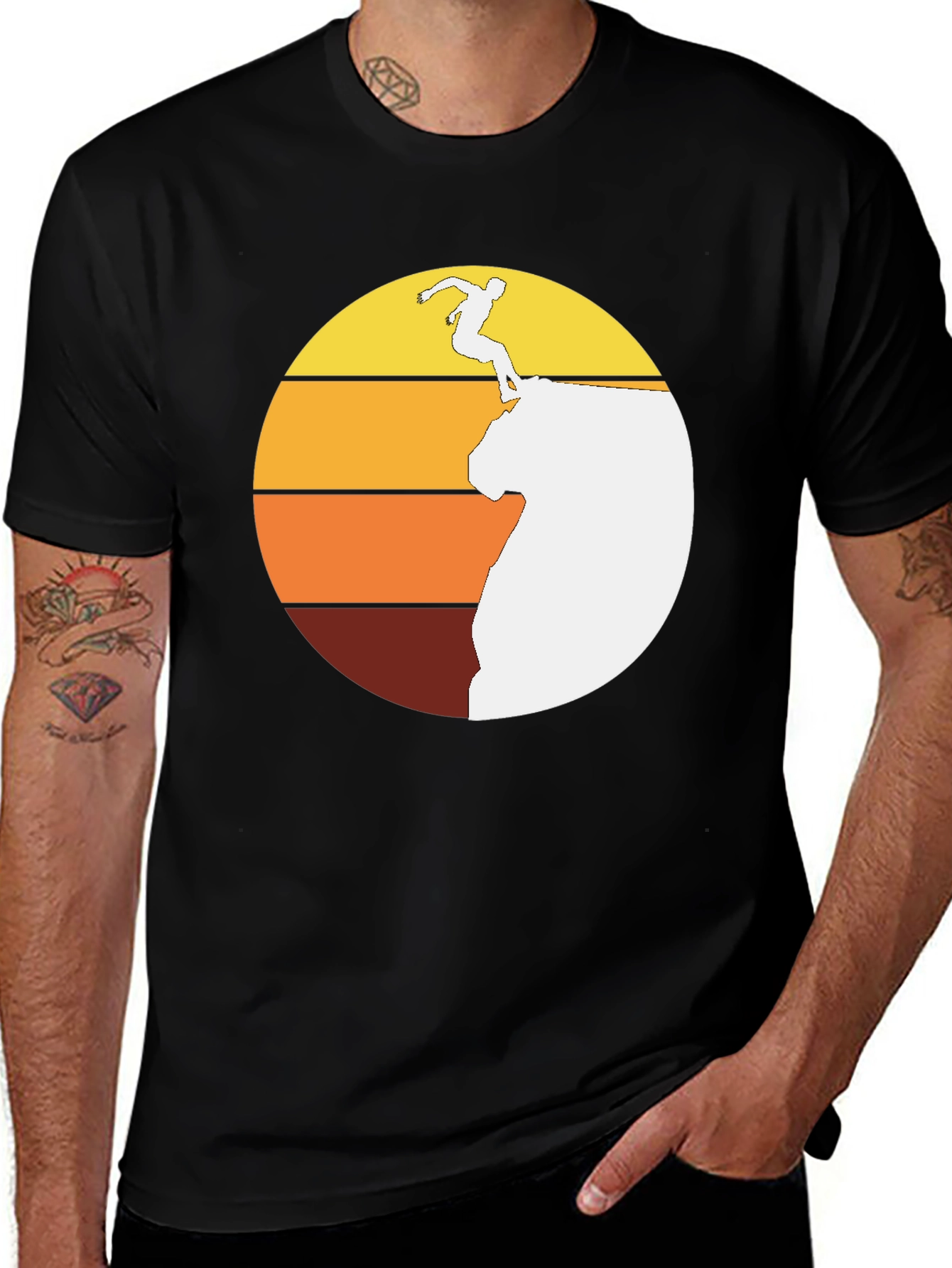 Variant 23 of Retro Sunset Skydiver Graphic Tee