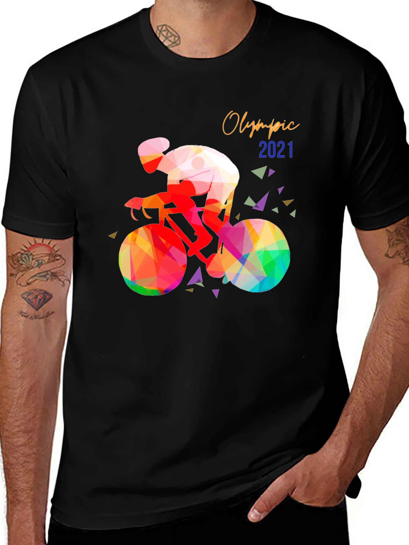 Olympic 2021 Cyclist Graphic T-Shirt - Black