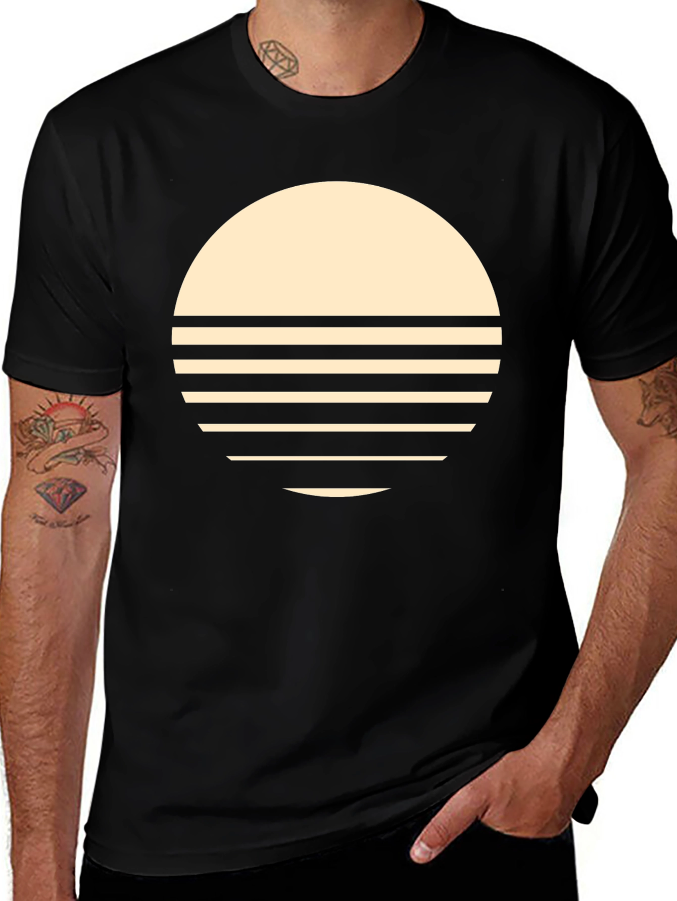 Variant 28 of Retro Sunset Graphic Tee - Stylish Black T-Shirt