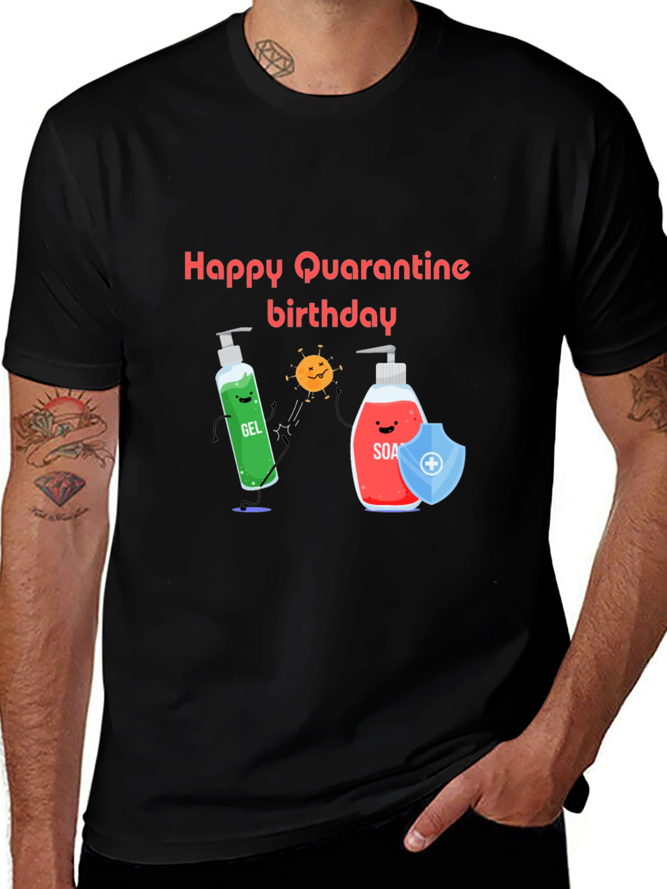 Variant 19 of Happy Quarantine Birthday Black T-Shirt