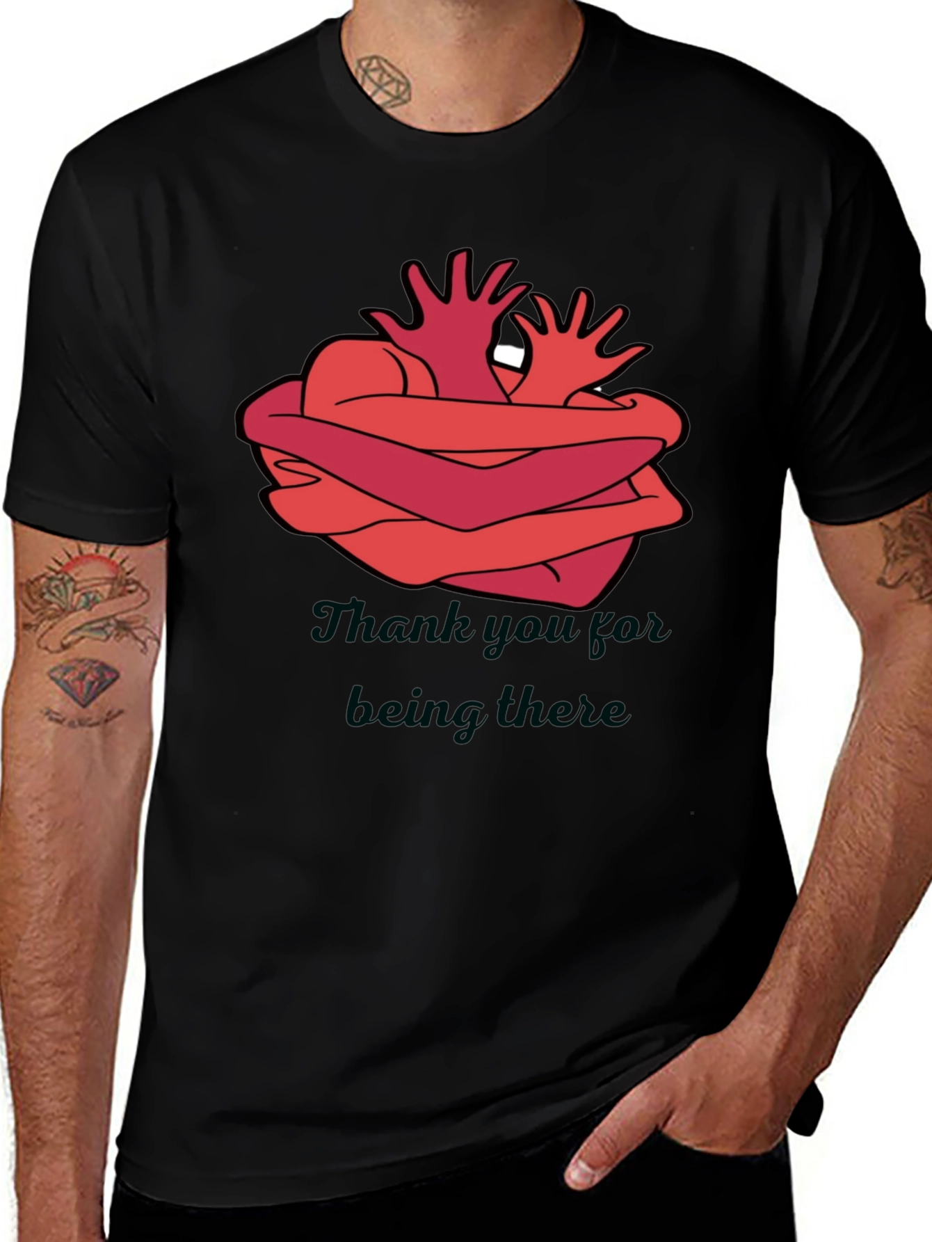Heart Hug Graphic Tee - Thank You for Being There
