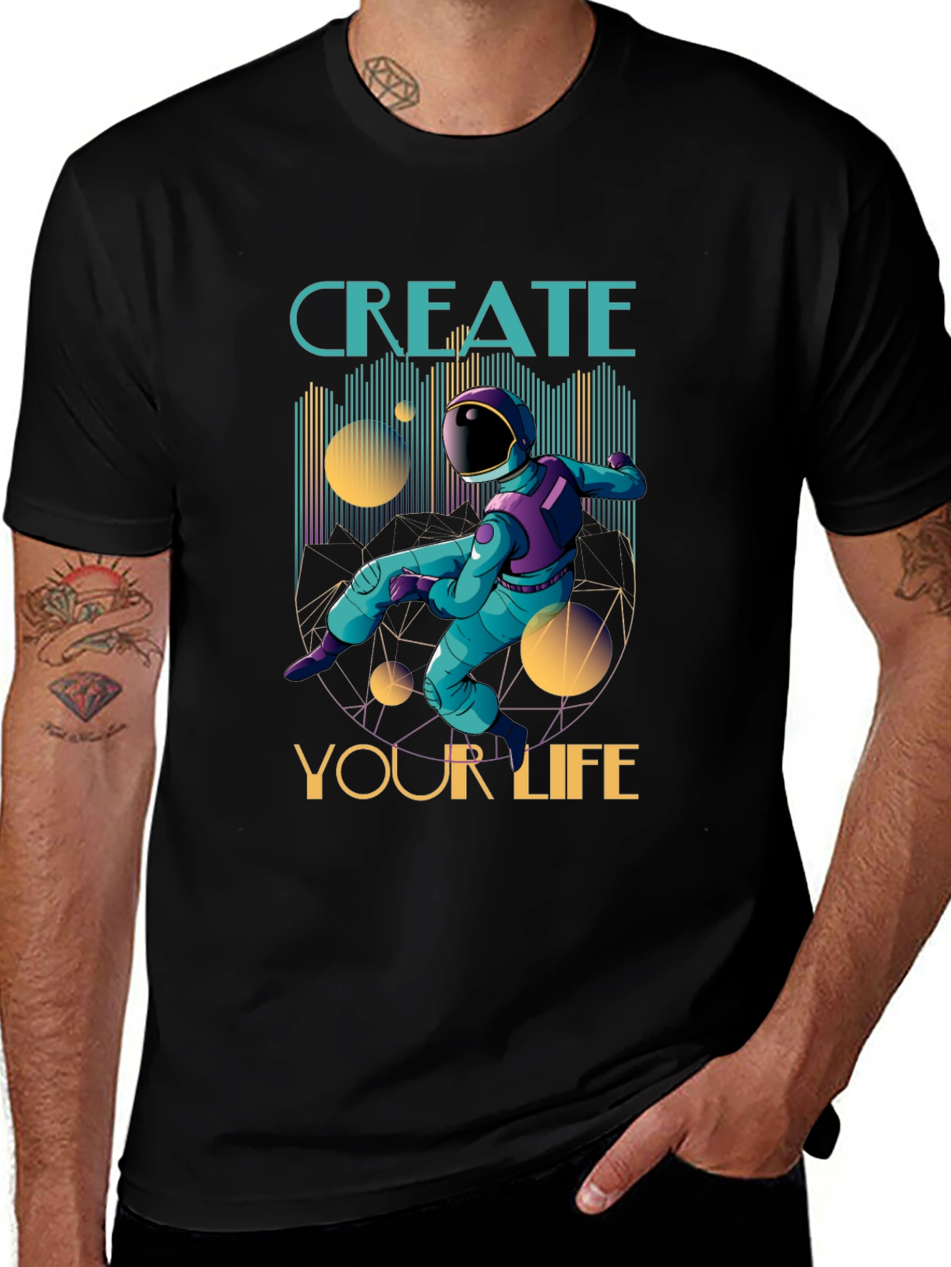 Variant 19 of Create Your Life Astronaut Graphic Tee - Black
