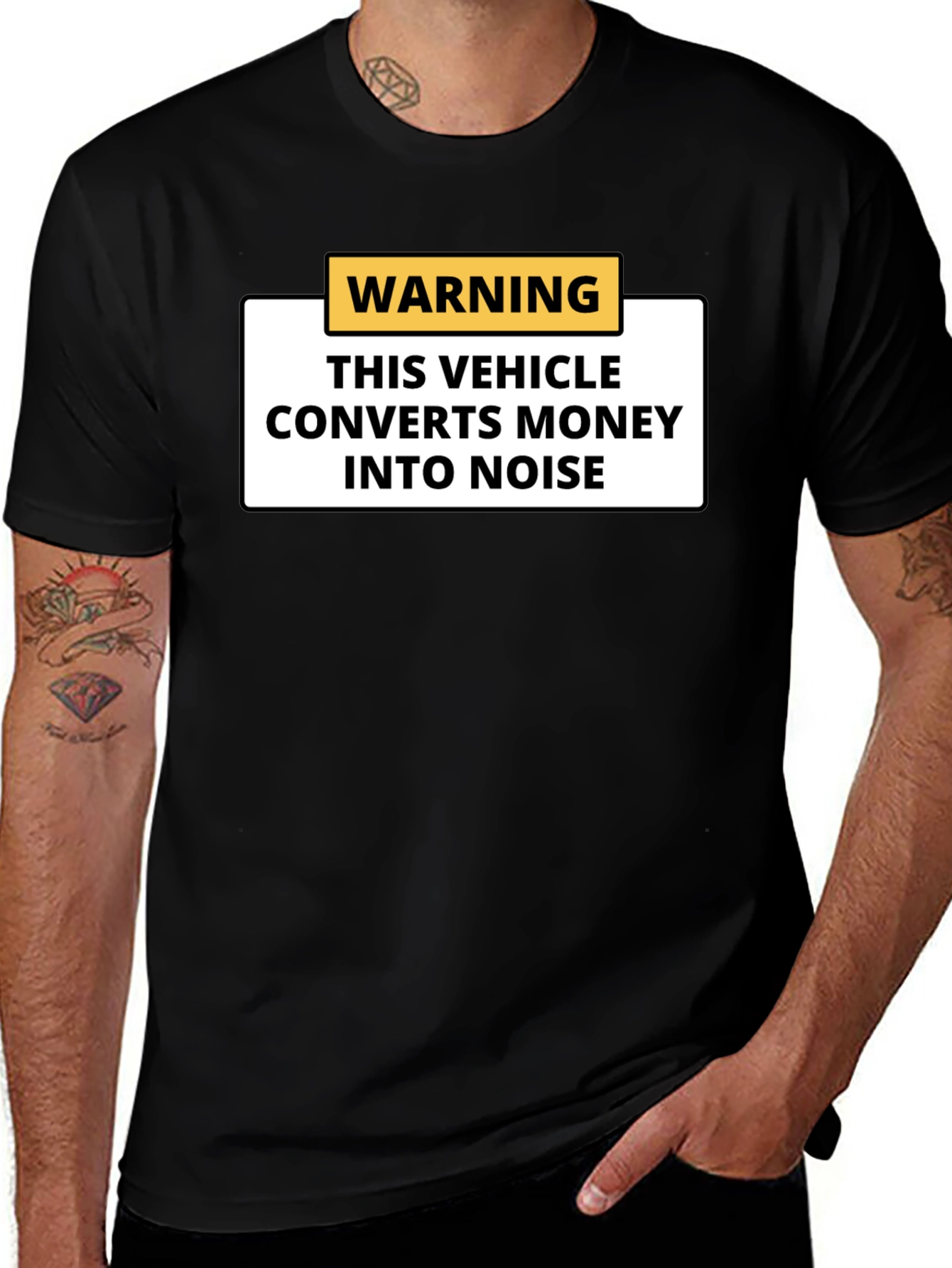 Variant 5 of Warning Vehicle Converts Money to Noise Black T-Shirt