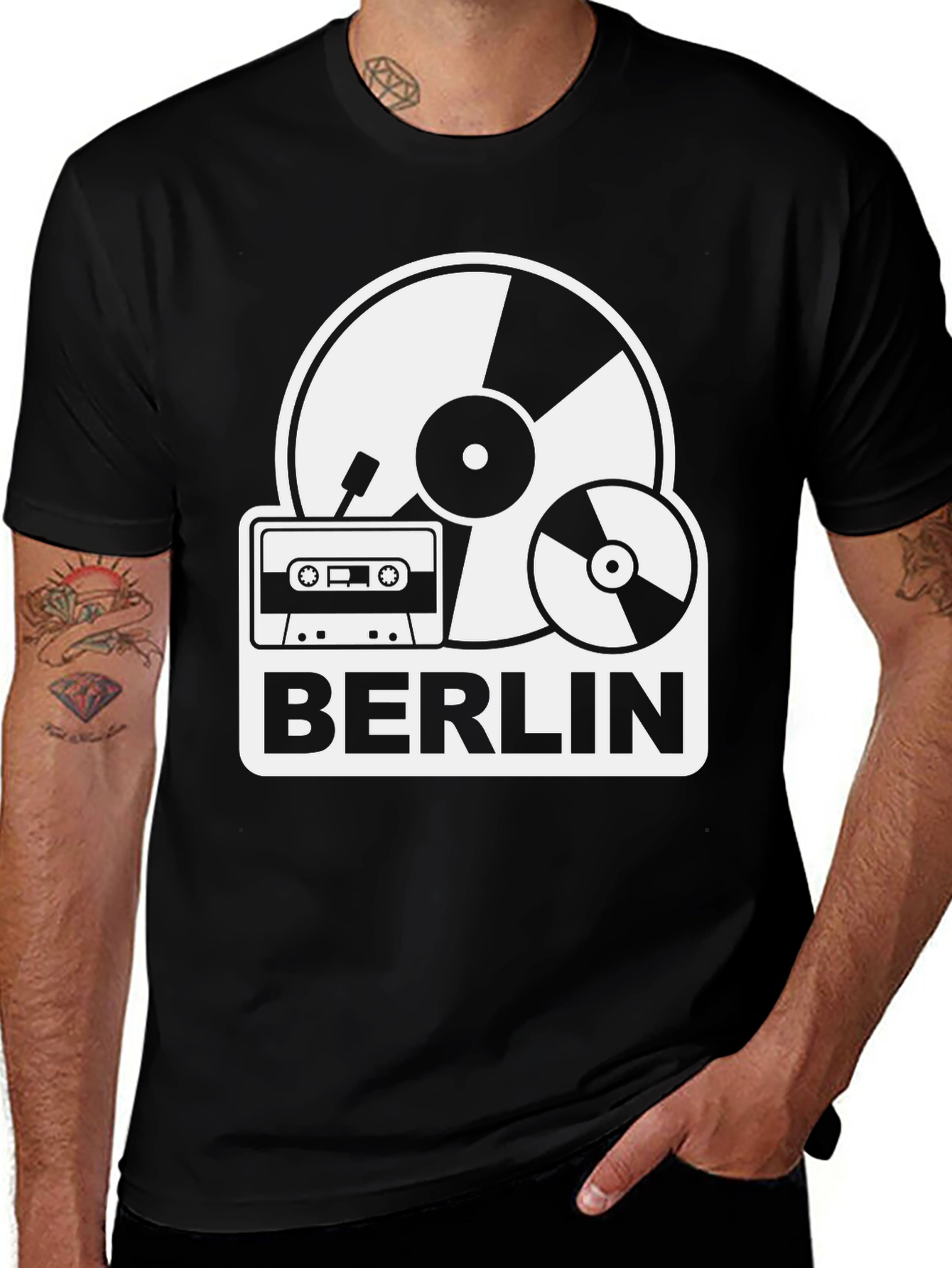 Berlin Music T-Shirt: Vinyl, Cassette, & CD Design