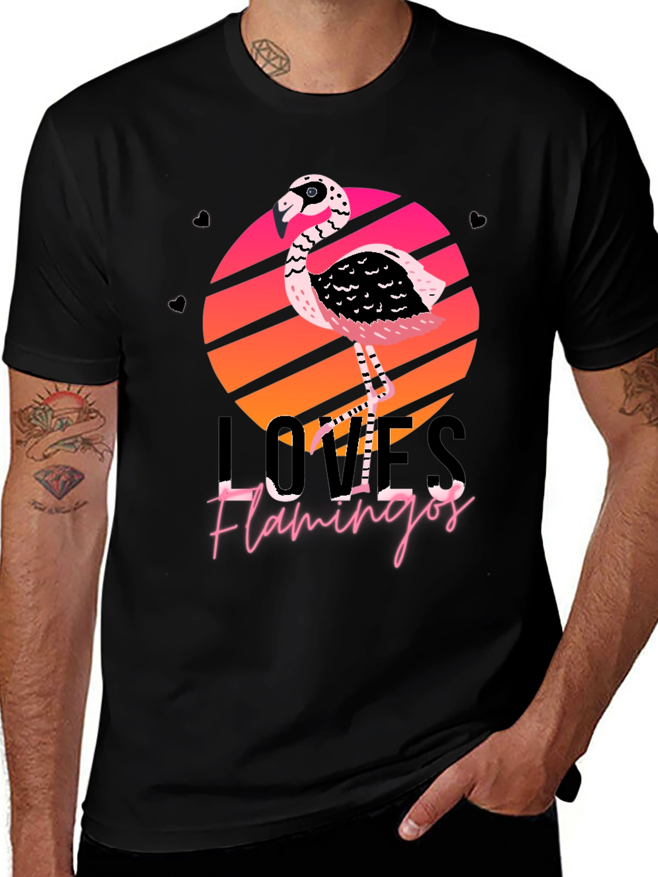 Variant 20 of Loves Flamingos Black Graphic Tee