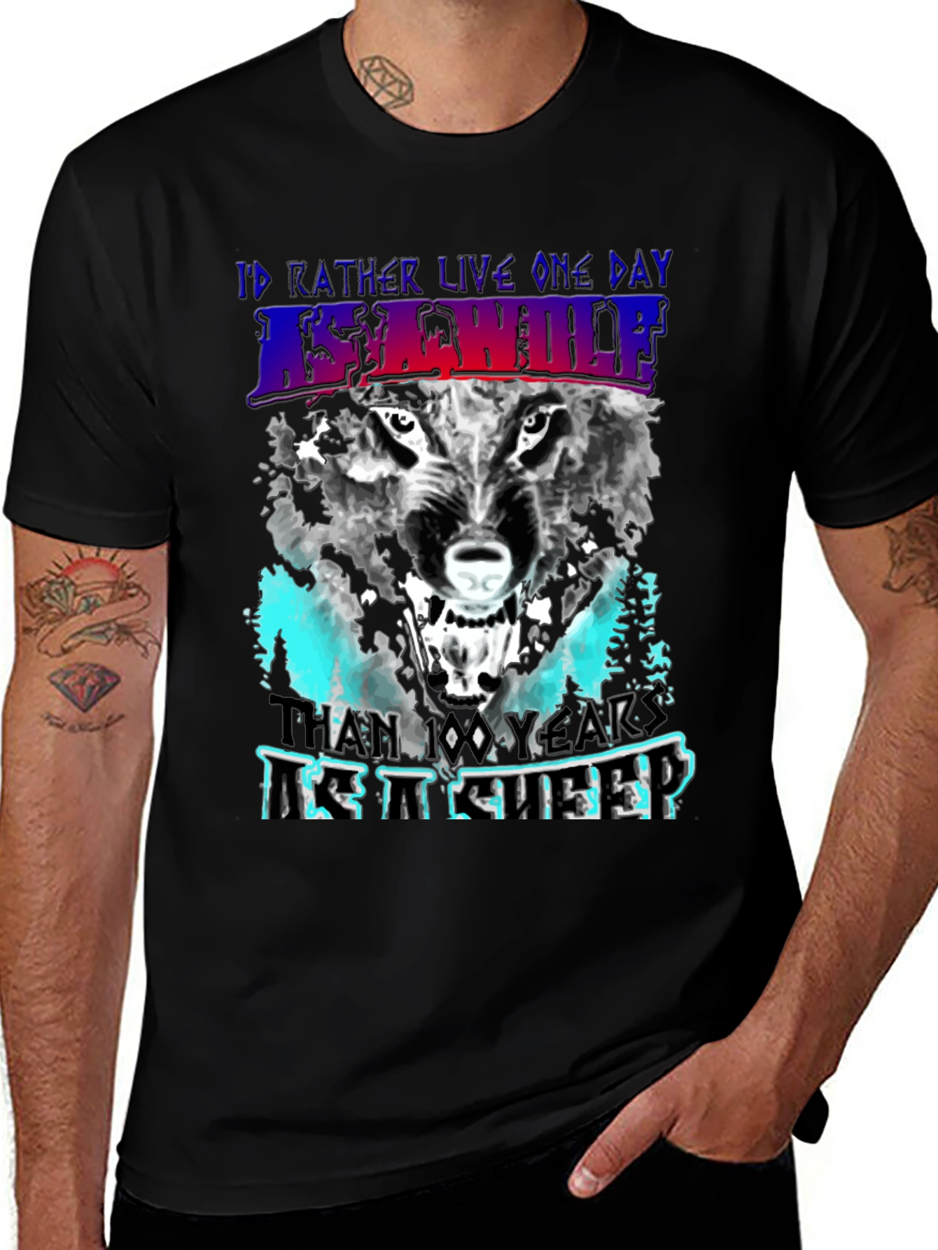 Variant 26 of Lone Wolf Graphic Tee - Live as a Wolf