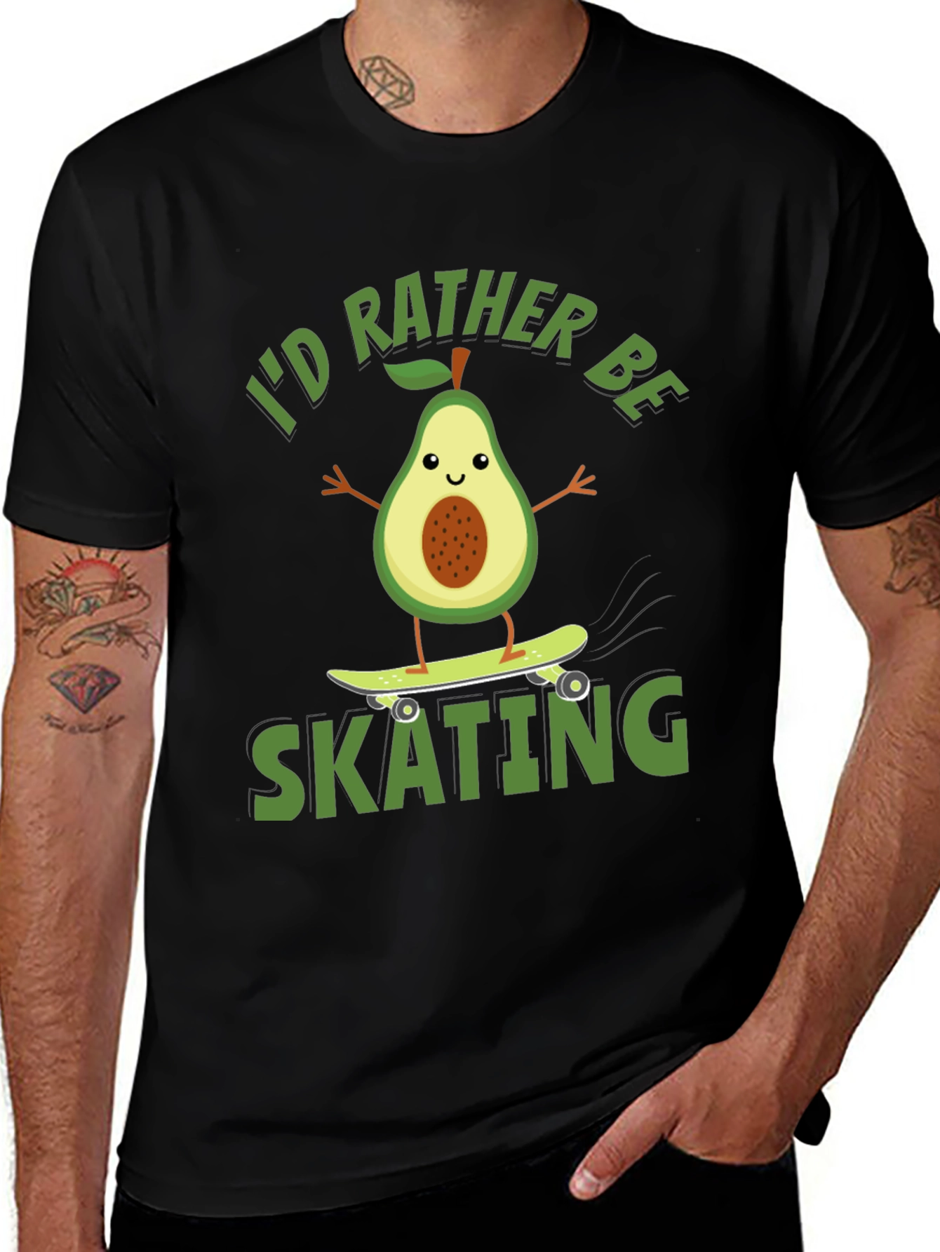 Variant 18 of Avocado Skating T-Shirt - I'd Rather Be Skating
