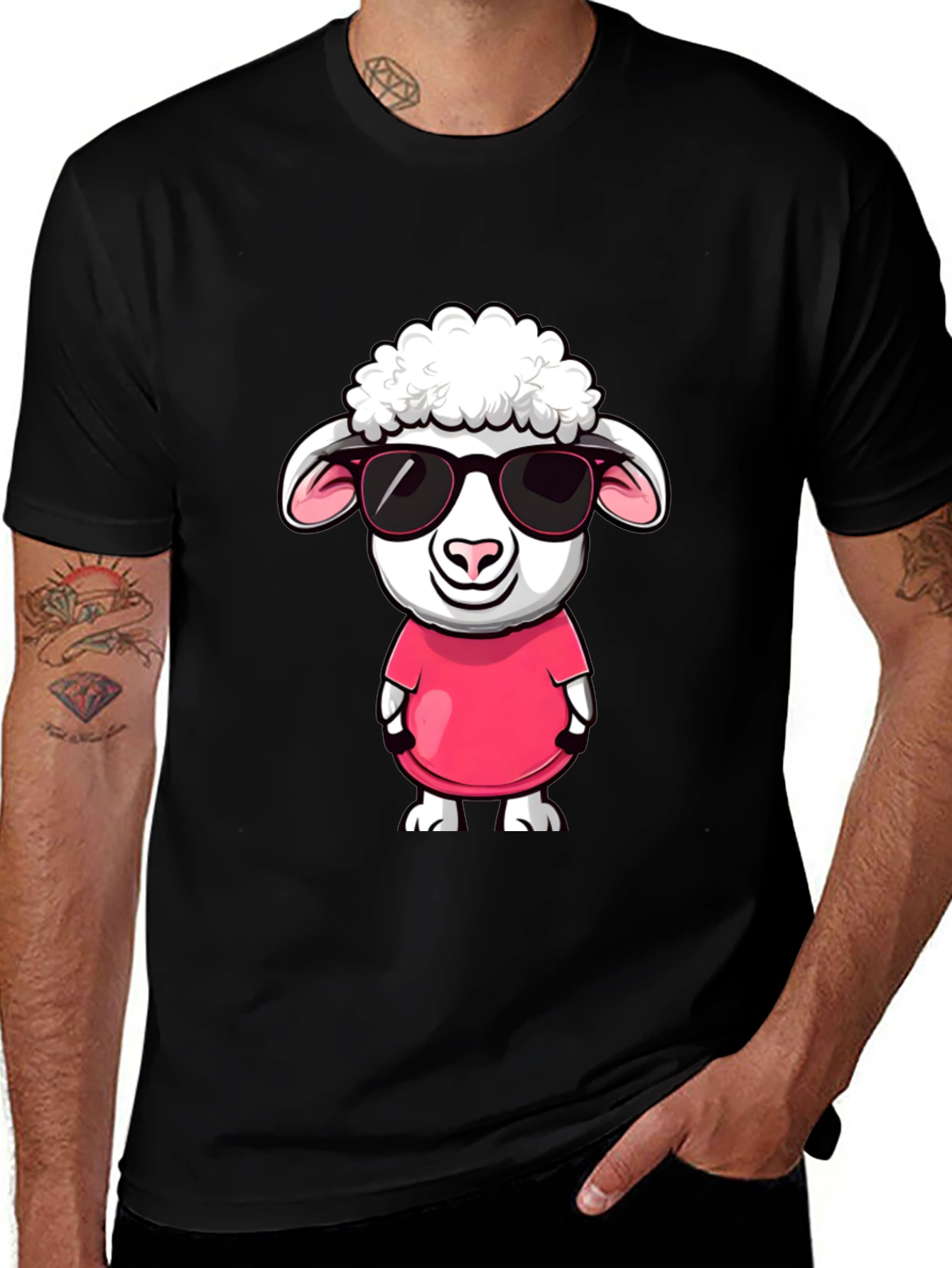 Variant 15 of Cool Sheep T-Shirt - Cartoon Lamb with Sunglasses