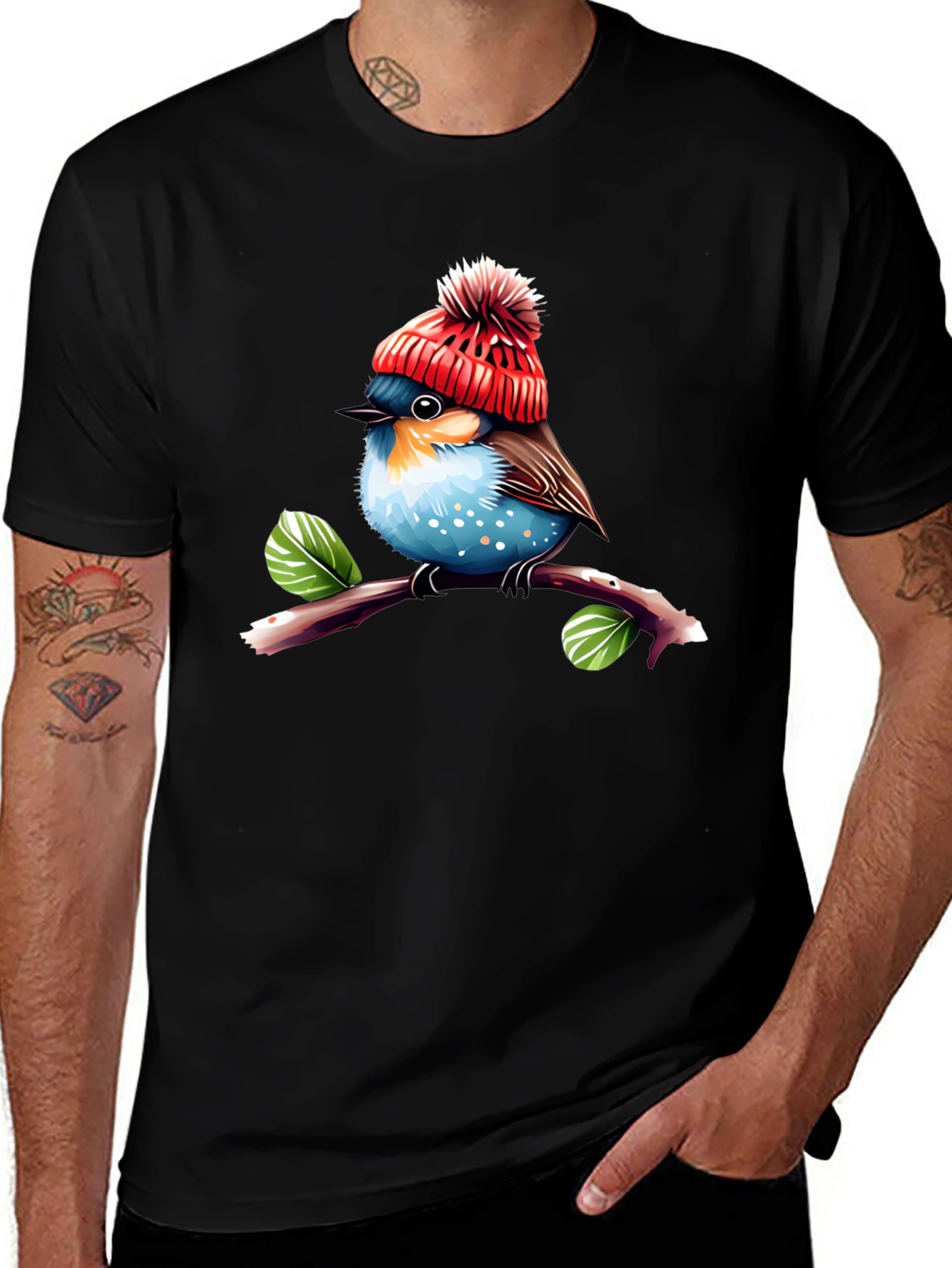 Variant 11 of Bird in Hat T-Shirt - Cute Graphic Tee