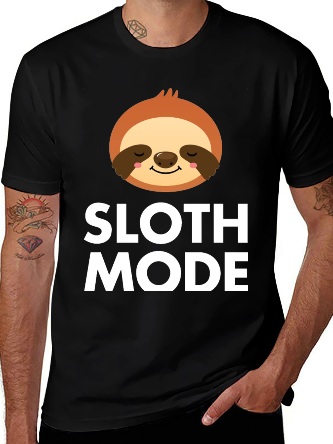 Variant 9 of Sloth Mode Tee - Relaxed Fit, Comfy Black T-Shirt