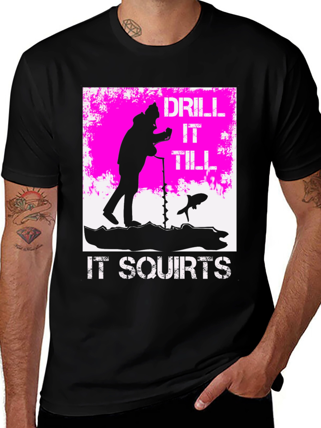 Variant 20 of Drill It Till It Squirts Black Graphic T-Shirt