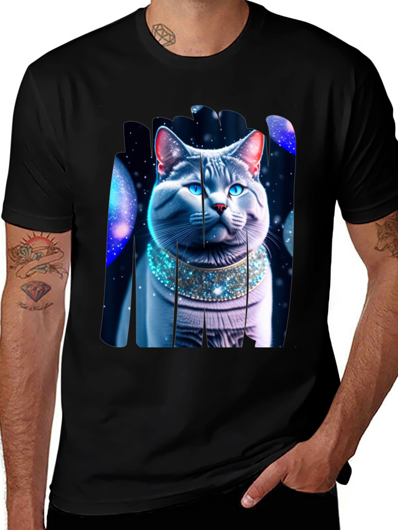 Variant 6 of Cosmic Cat T-Shirt - Galaxy Pet Design