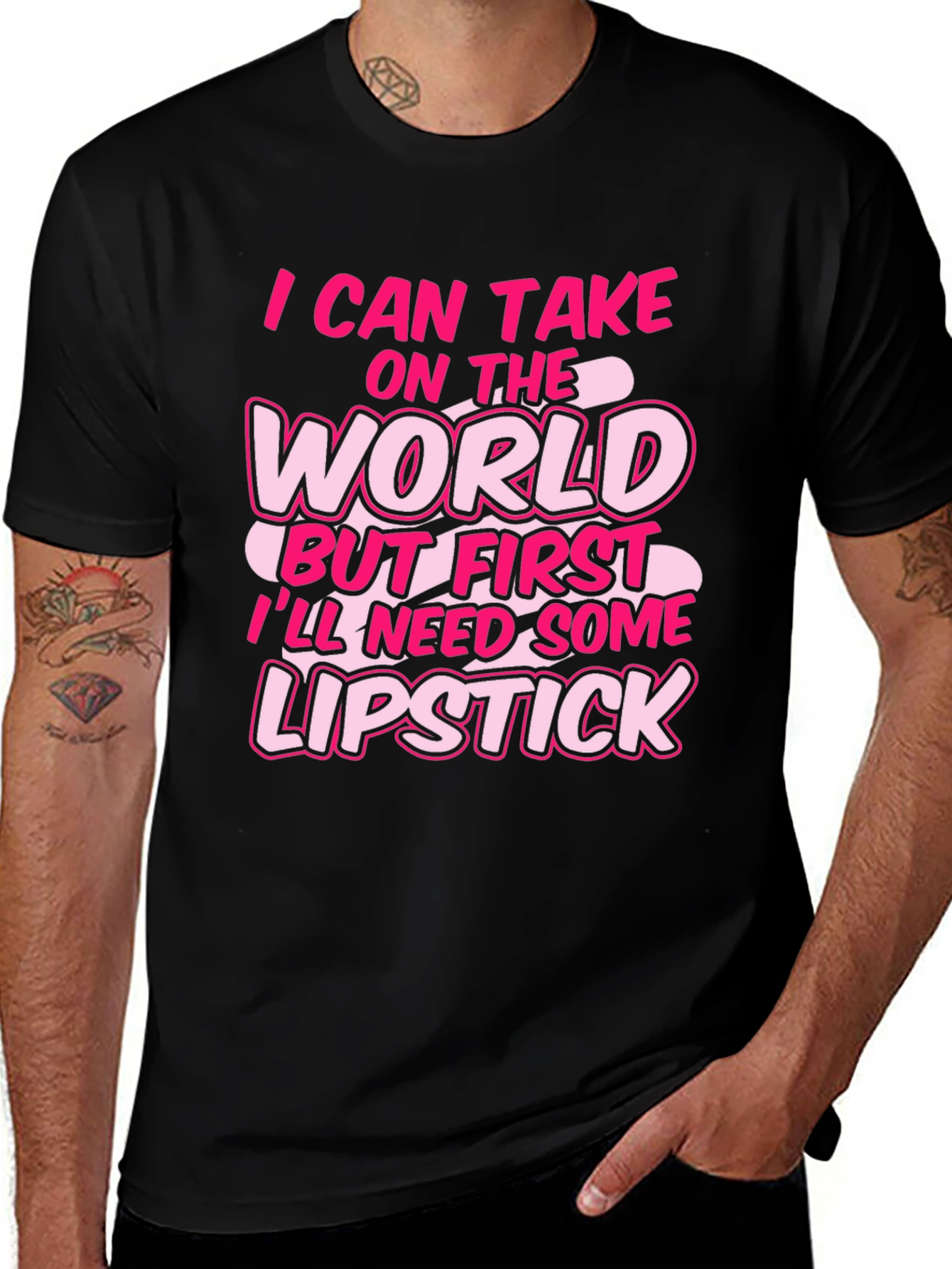 Variant 28 of I Can Take on the World Lipstick Black Graphic Tee