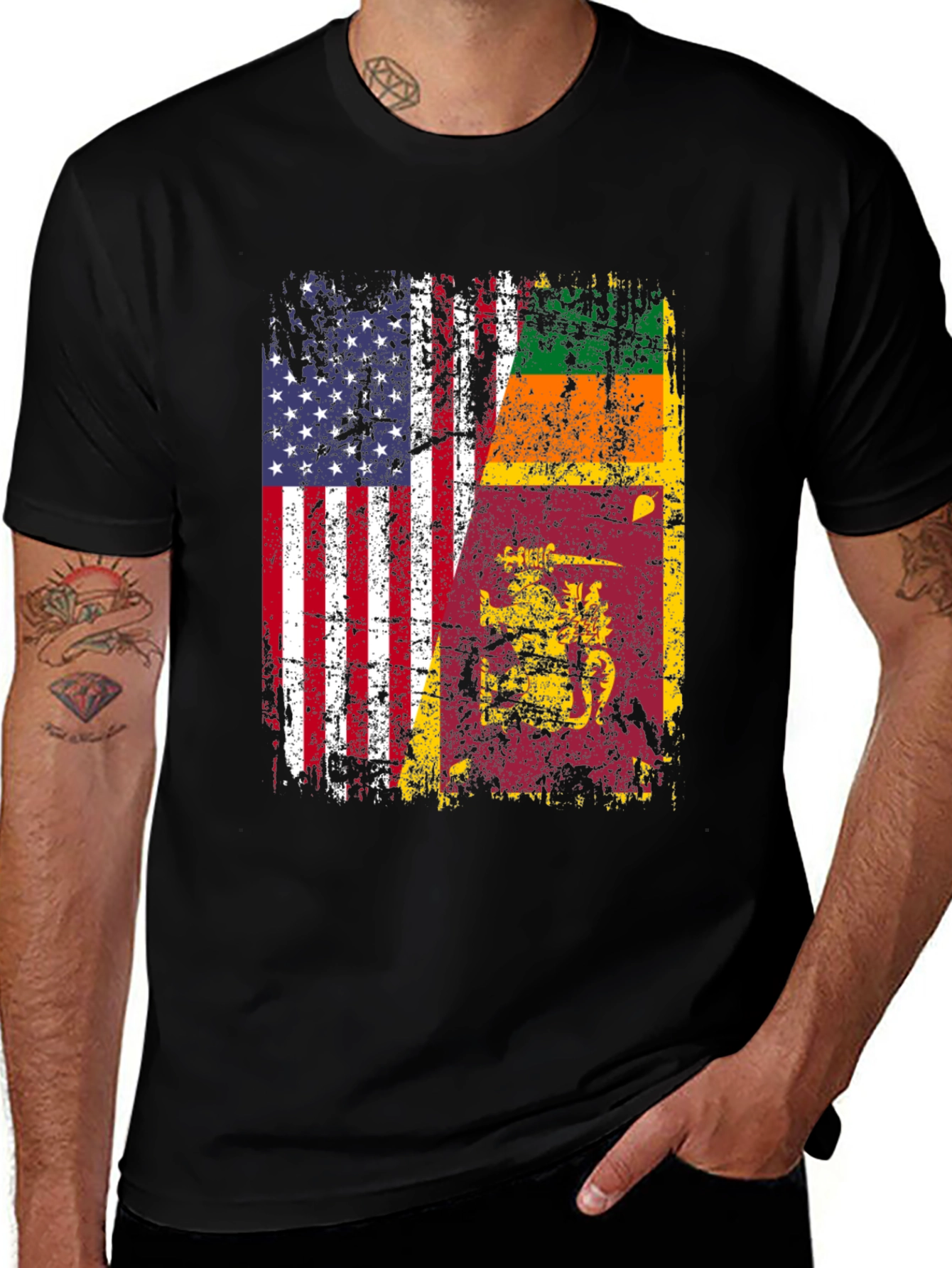 USA & Sri Lanka Flag T-Shirt