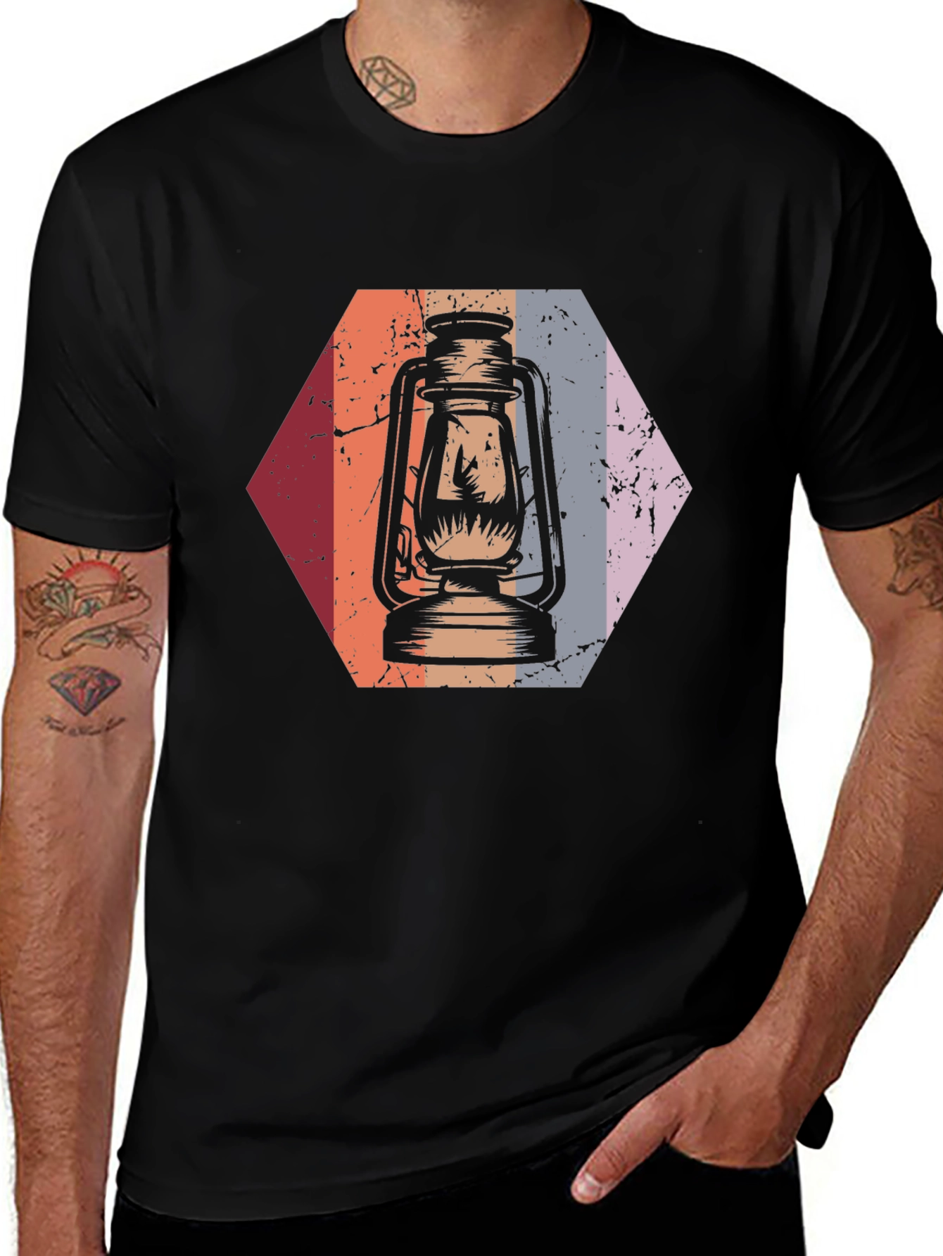 Variant 26 of Vintage Lantern Graphic T-Shirt - Camping Adventure Tee