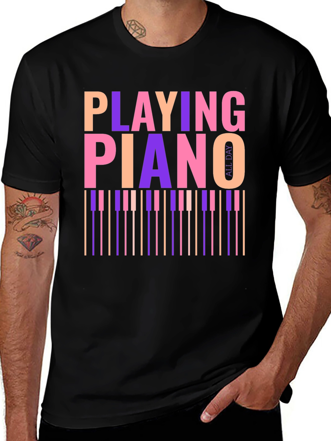Variant 3 of Playing Piano All Day Graphic Tee