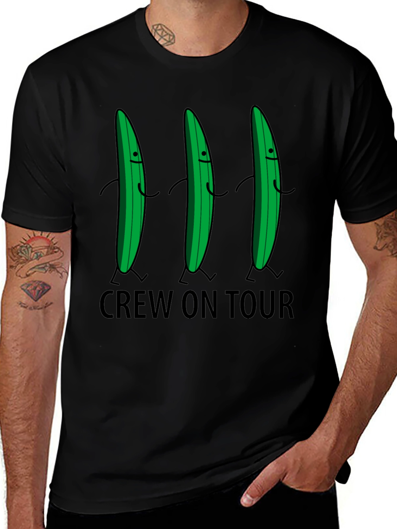Variant 18 of Funny Cucumber Crew On Tour Black T-Shirt