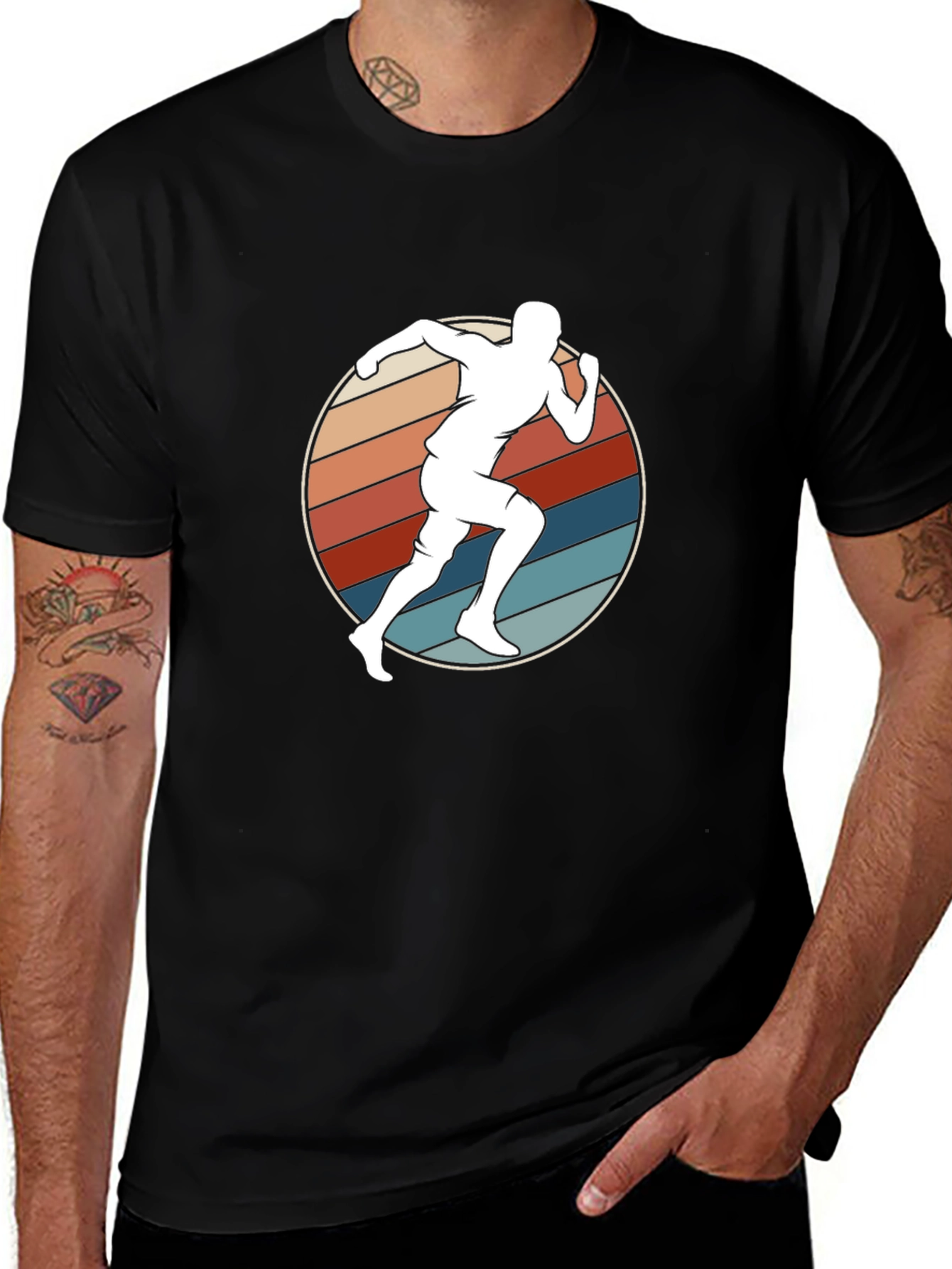 Variant 13 of Retro Runner Graphic Tee - Black