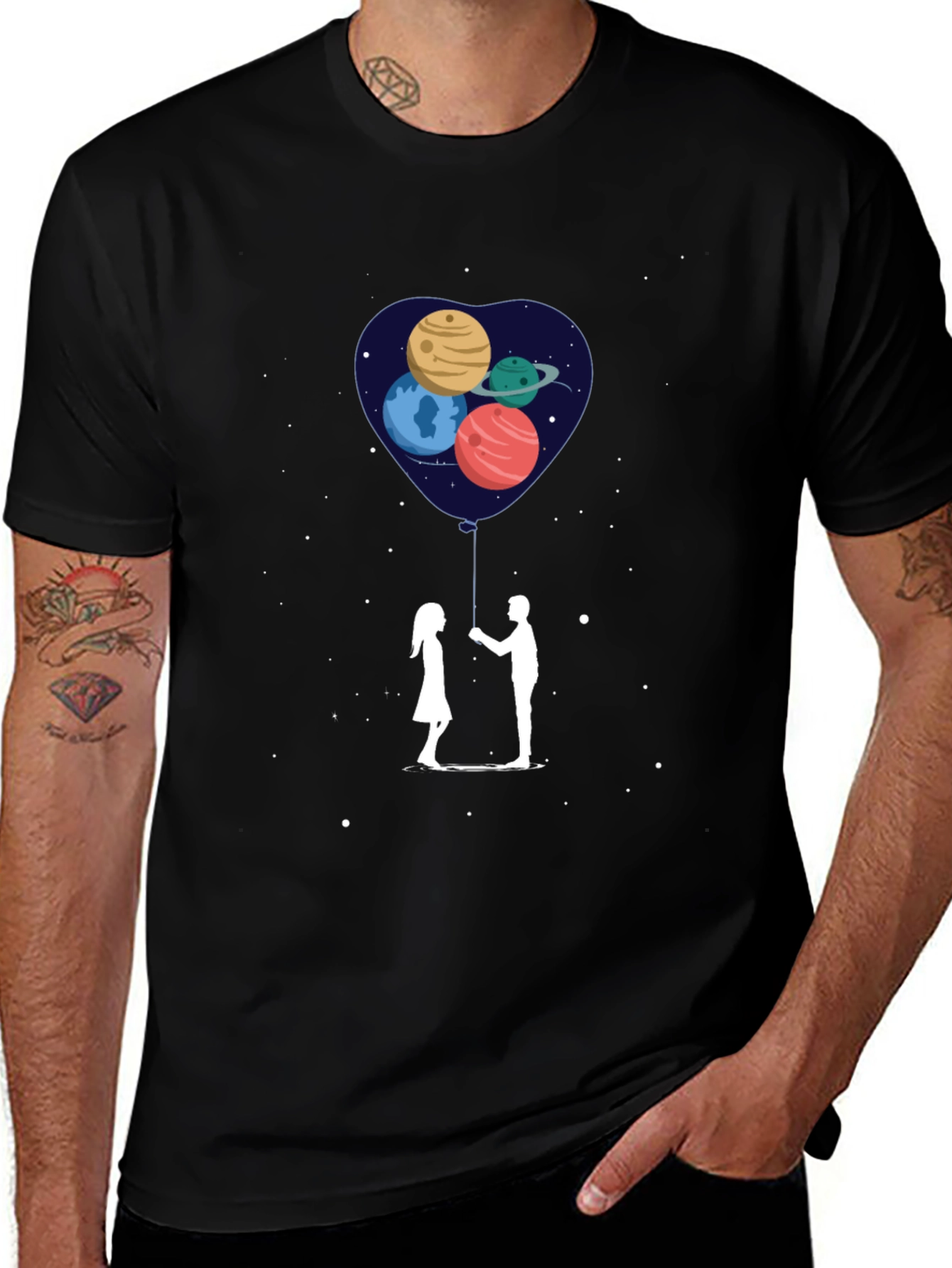Variant 13 of Cosmic Love T-Shirt: Galaxy Planets Heart Couple Tee