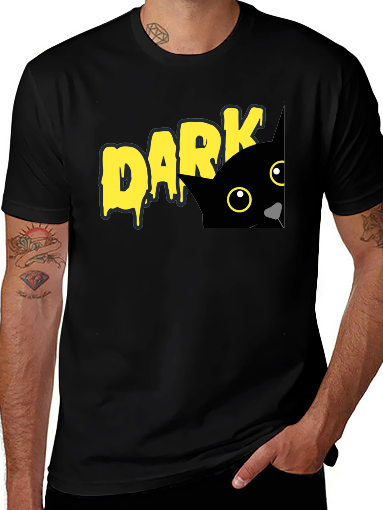 Variant 3 of Dark Cat Peek T-Shirt - Unique Graphic Tee