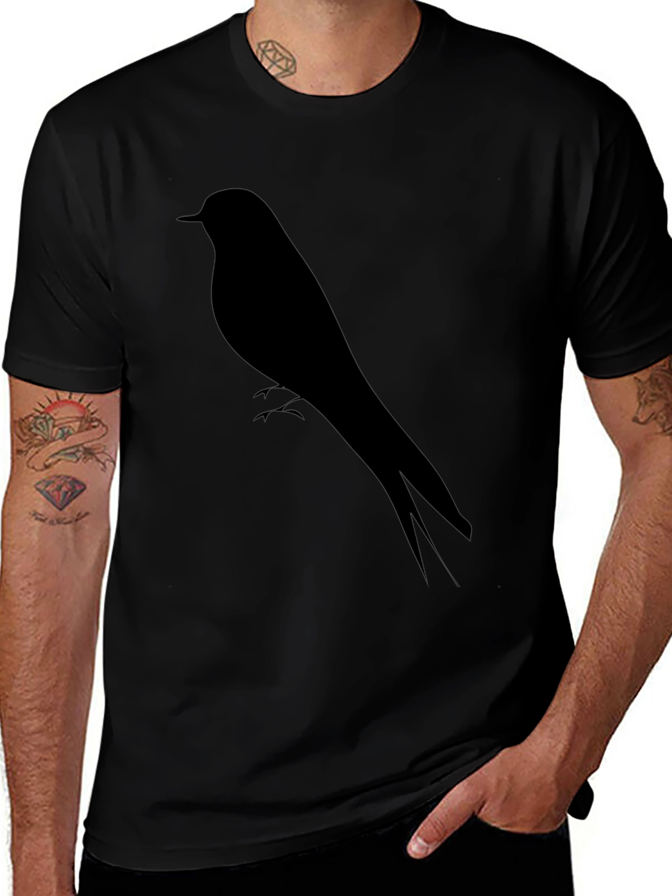Variant 12 of Black Bird Silhouette Graphic T-Shirt