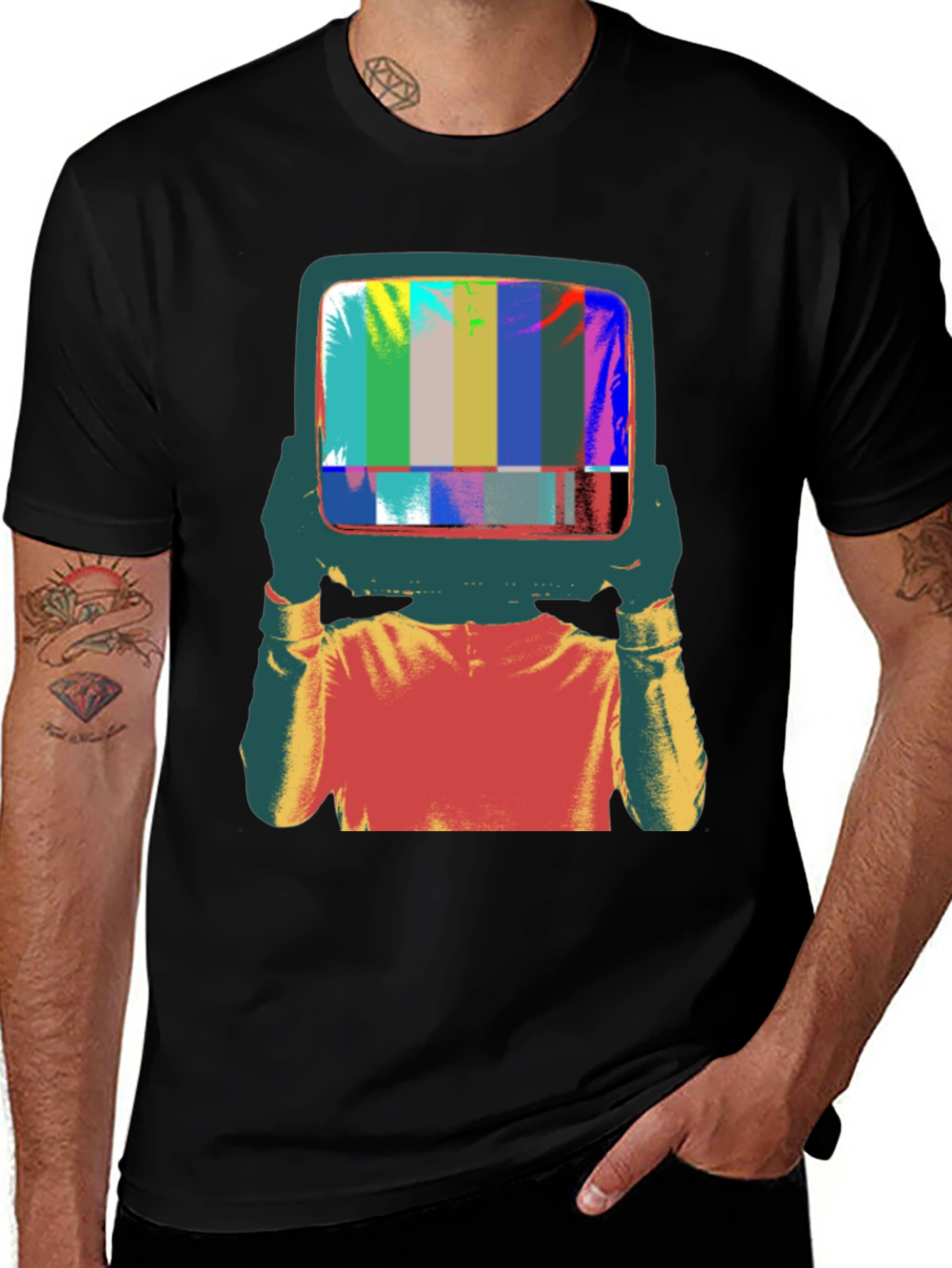 Variant 19 of Retro TV Head Graphic Tee - Black