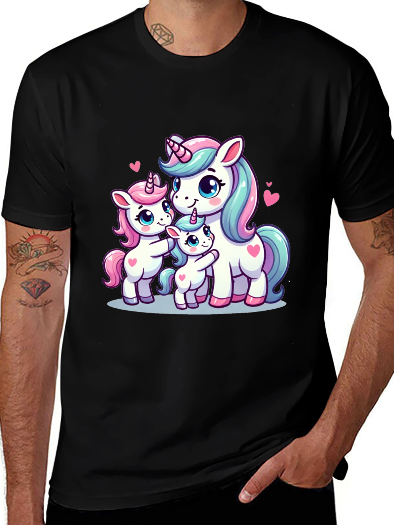 Variant 18 of Unicorn Family Graphic Tee - Cute Cartoon Design