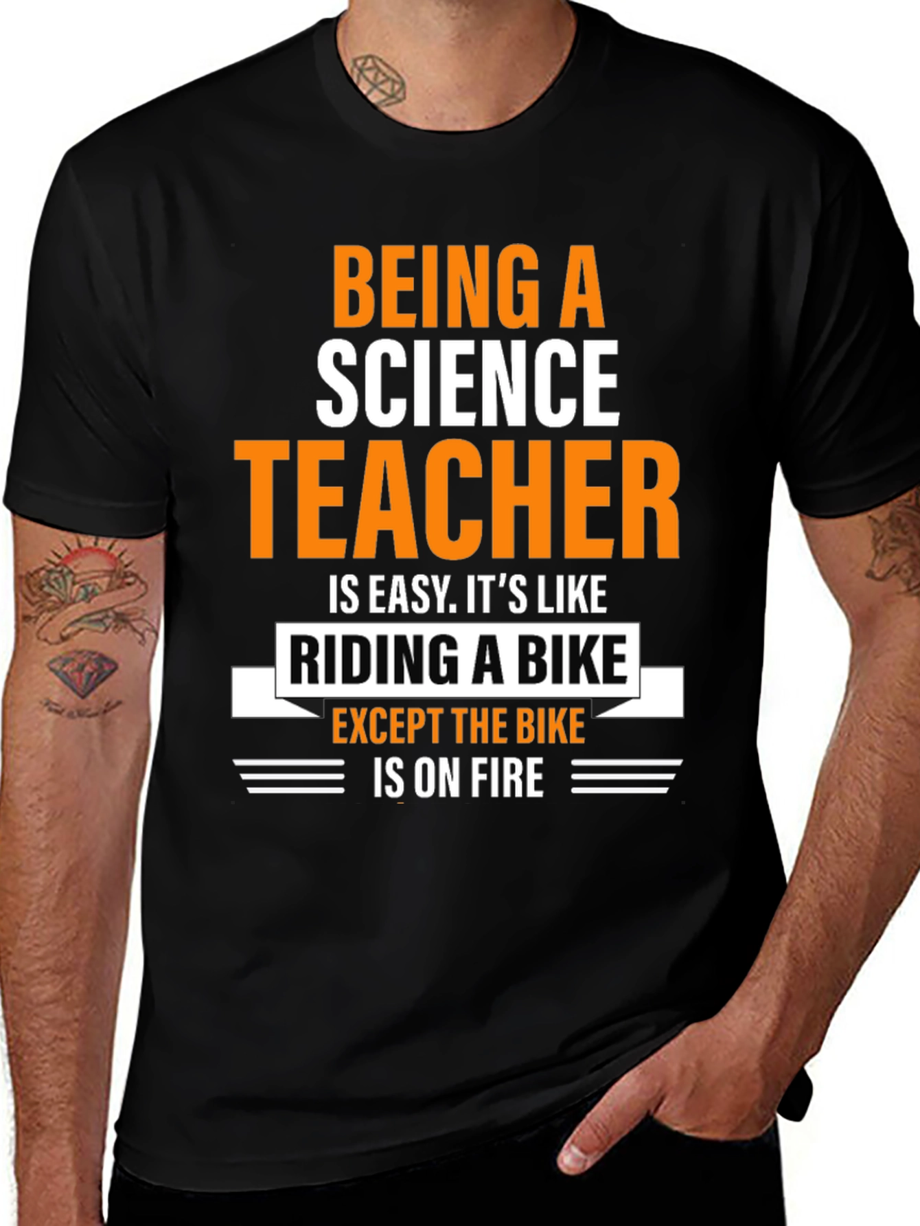 Variant 16 of Science Teacher T-Shirt: Riding a Bike On Fire