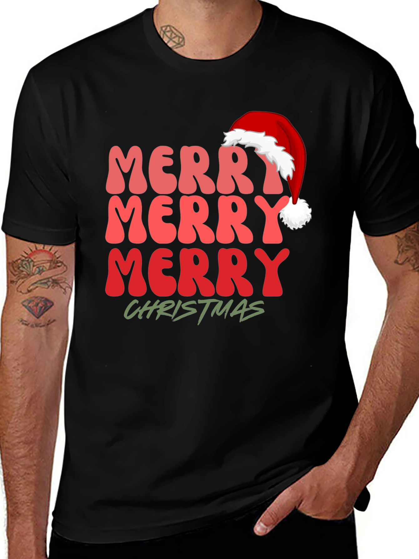 Variant 20 of Merry Christmas Santa Hat Graphic Tee